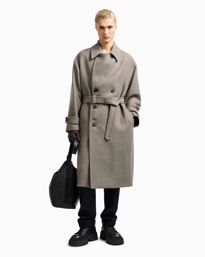EMPORIO ARMANI DOUBLE-BREASTED BELTED COAT IN A VIRGIN-WOOL DOUBLE COVER FABRIC outlook
