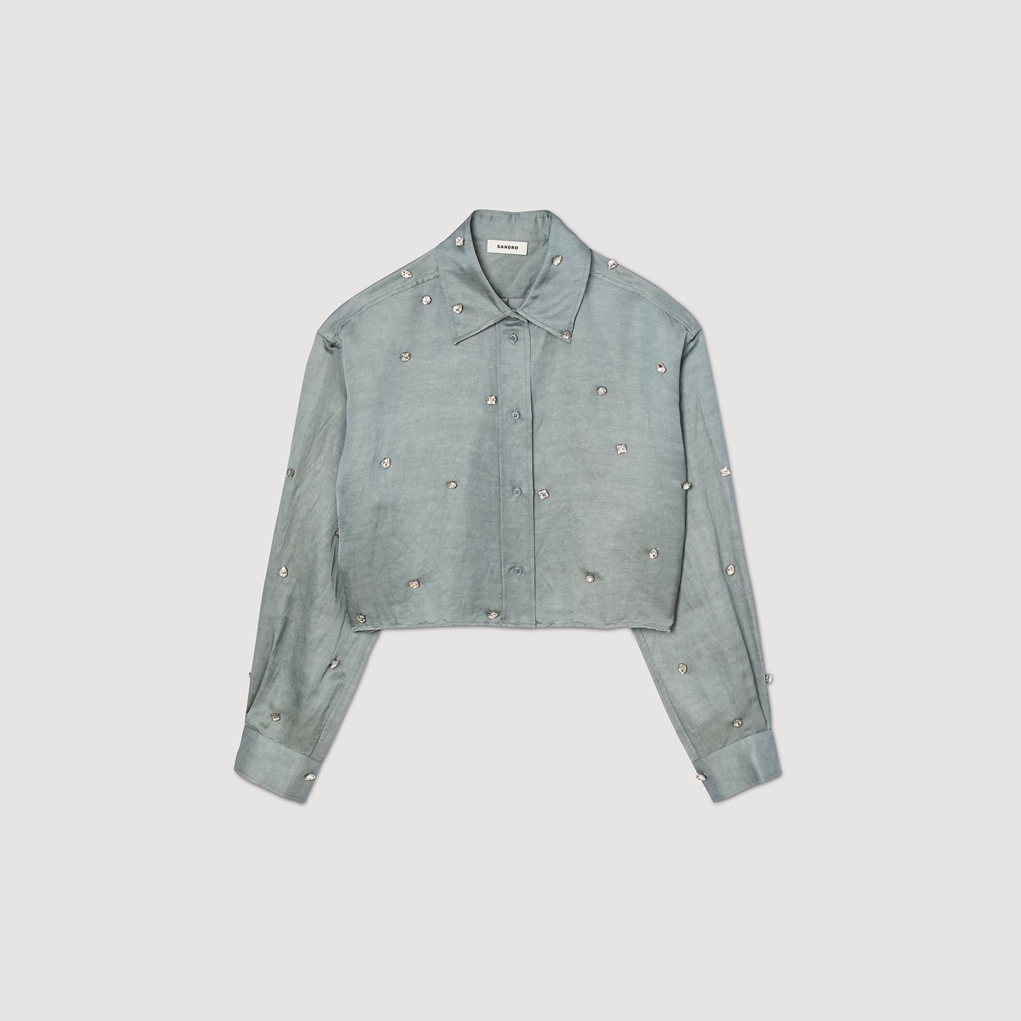 SATINY RHINESTONE SHIRT - 1