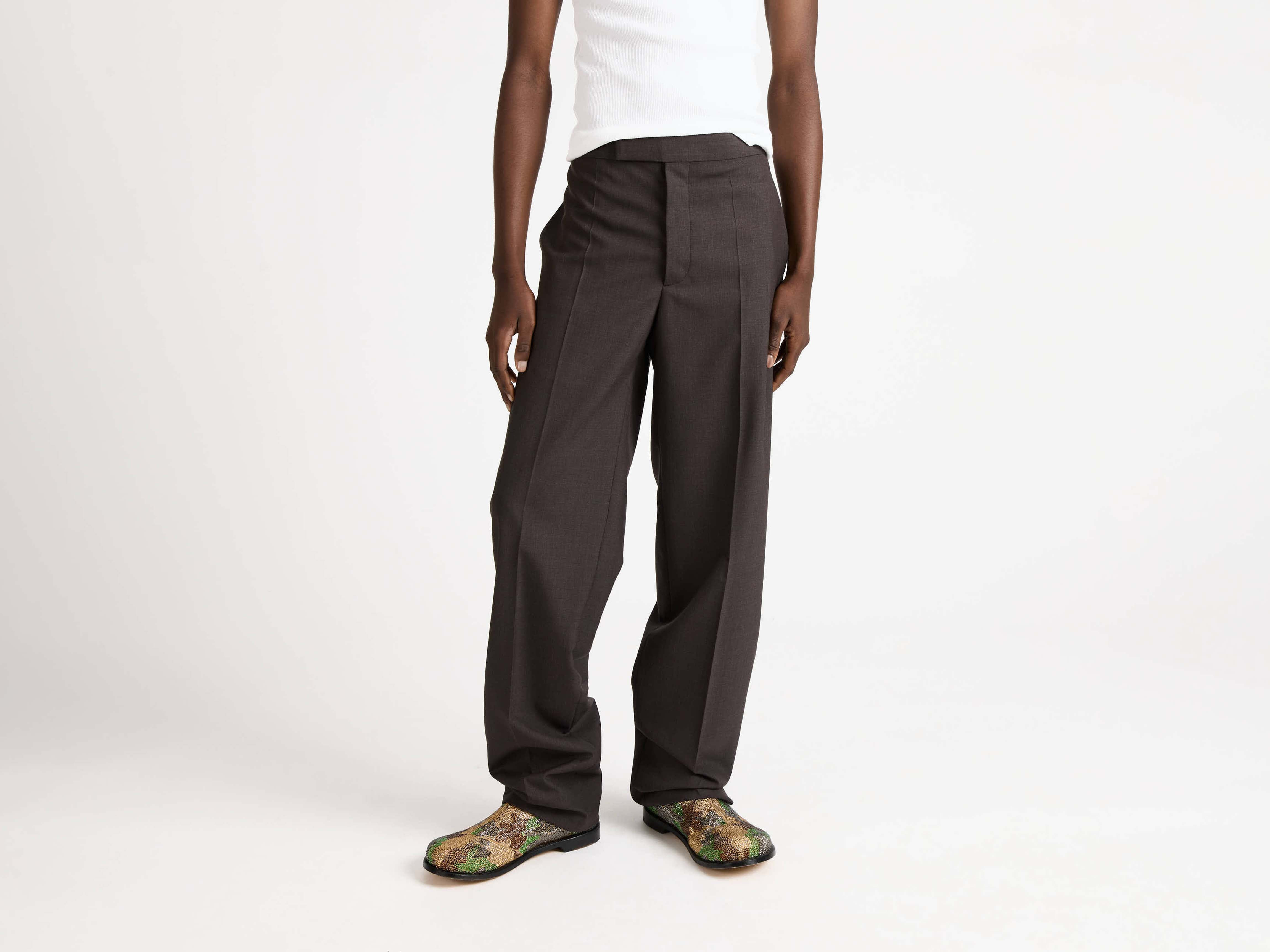 TAILORED TUXEDO TROUSERS IN CHOCOLATE BROWN - 4