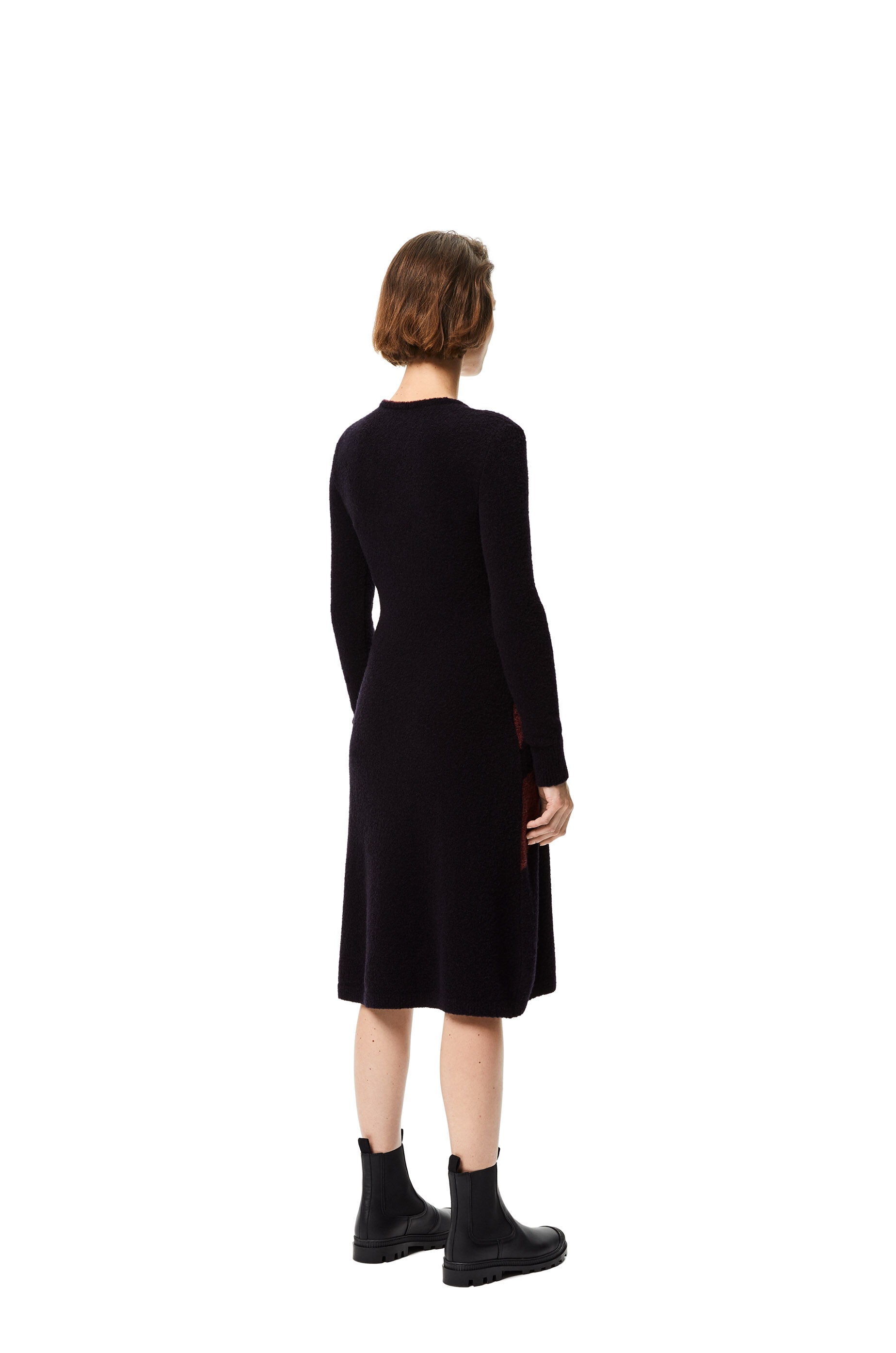 V-neck intarsia midi dress in wool and polyamide - 3