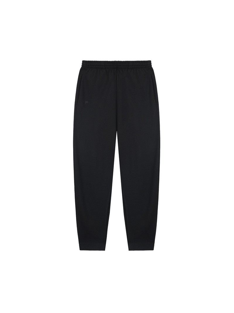 Womens Recycled Wool Jersey Barrel-Leg Track Pants - Black 1