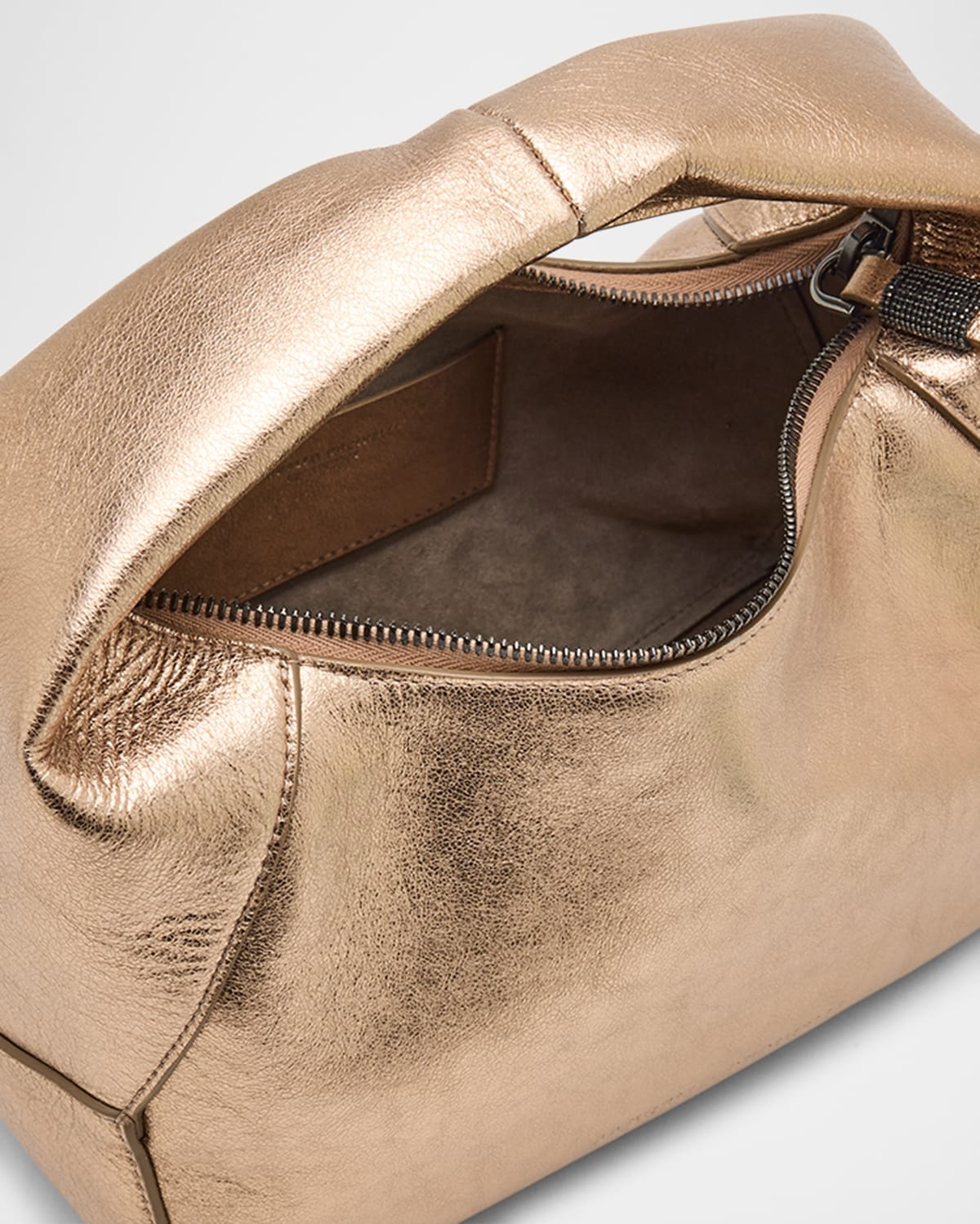 Metallic Leather Top-Handle Bag - 3