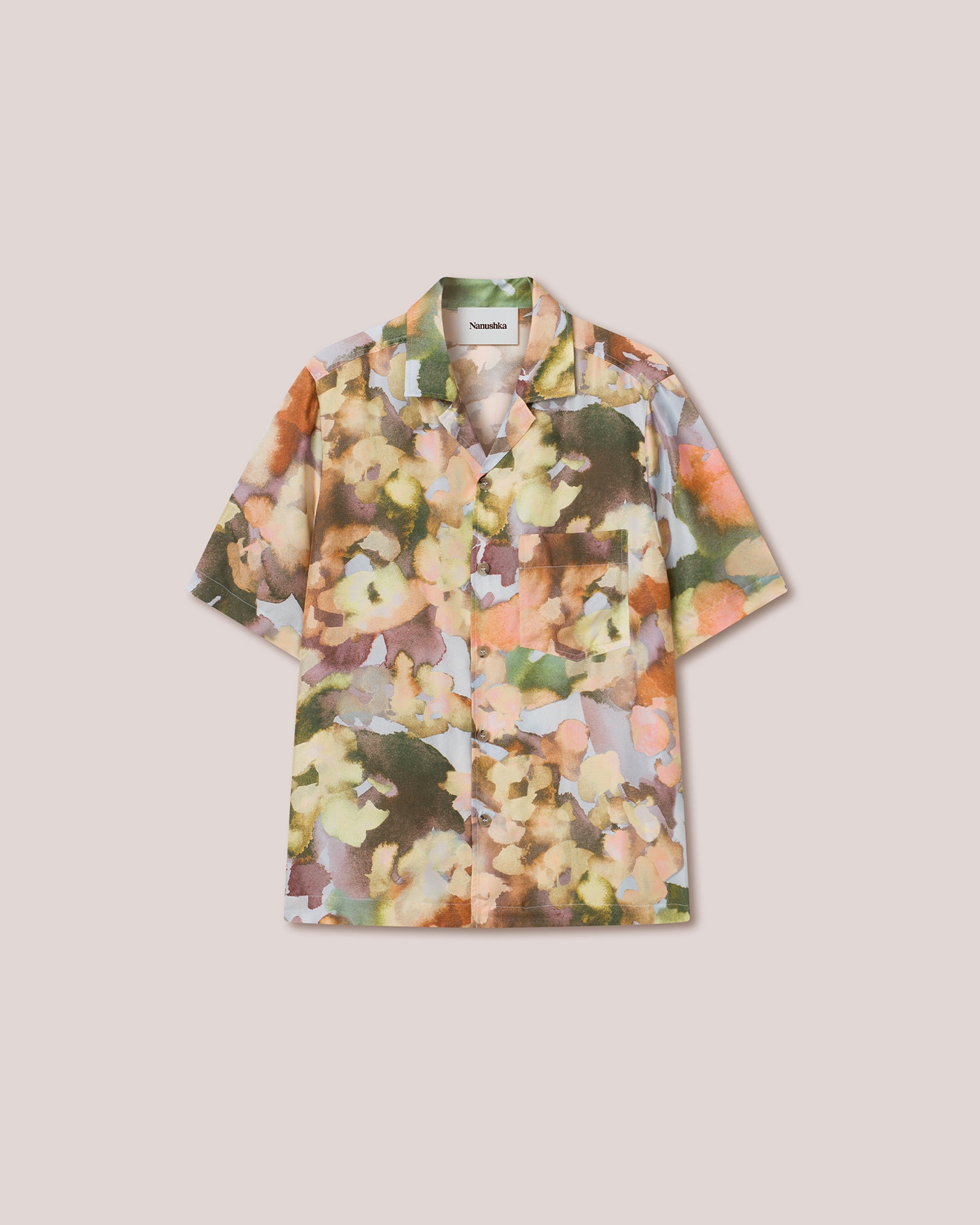 BODIL - Twill silk shirt - Watercolor - 1