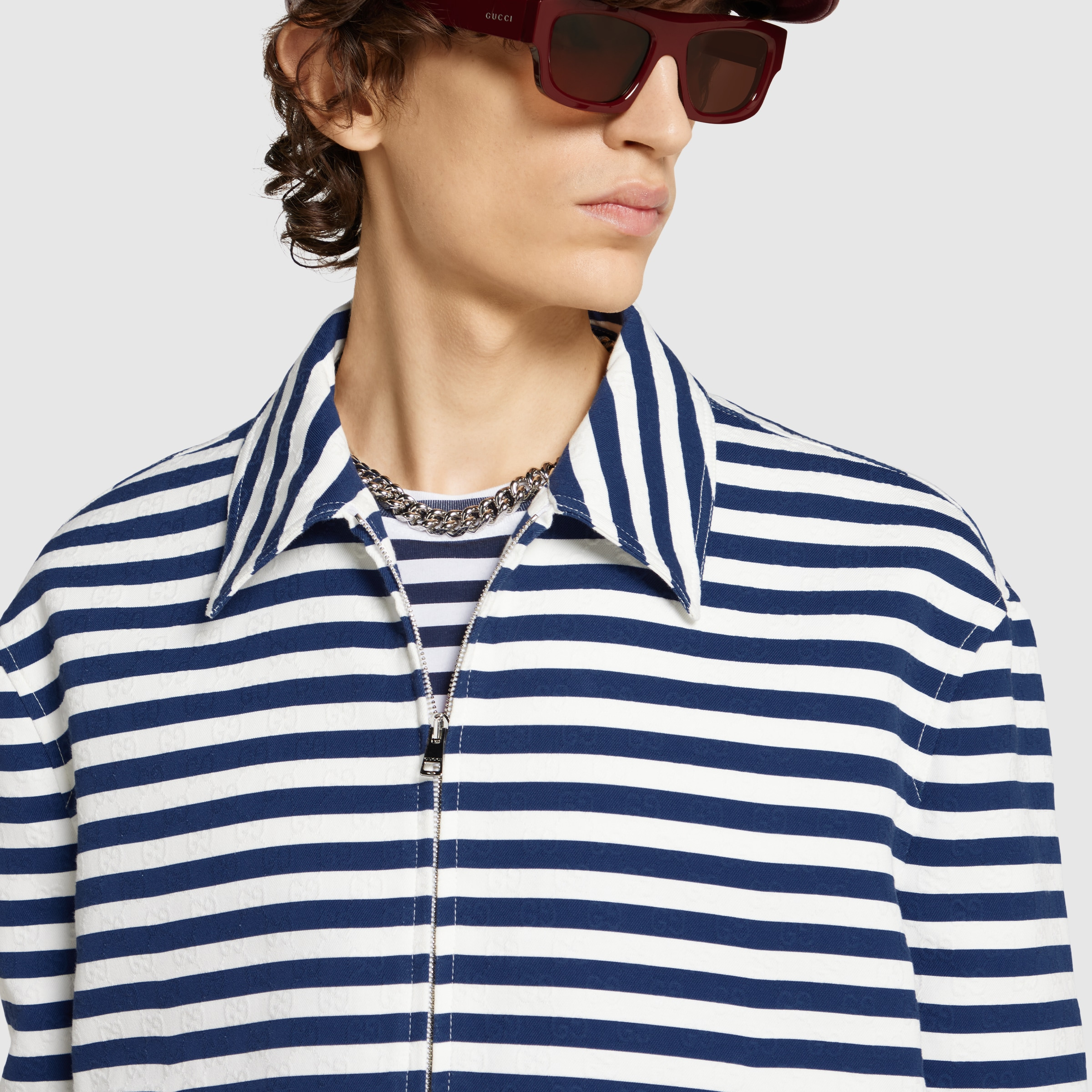 Printed GG cotton jacquard zip jacket - 5