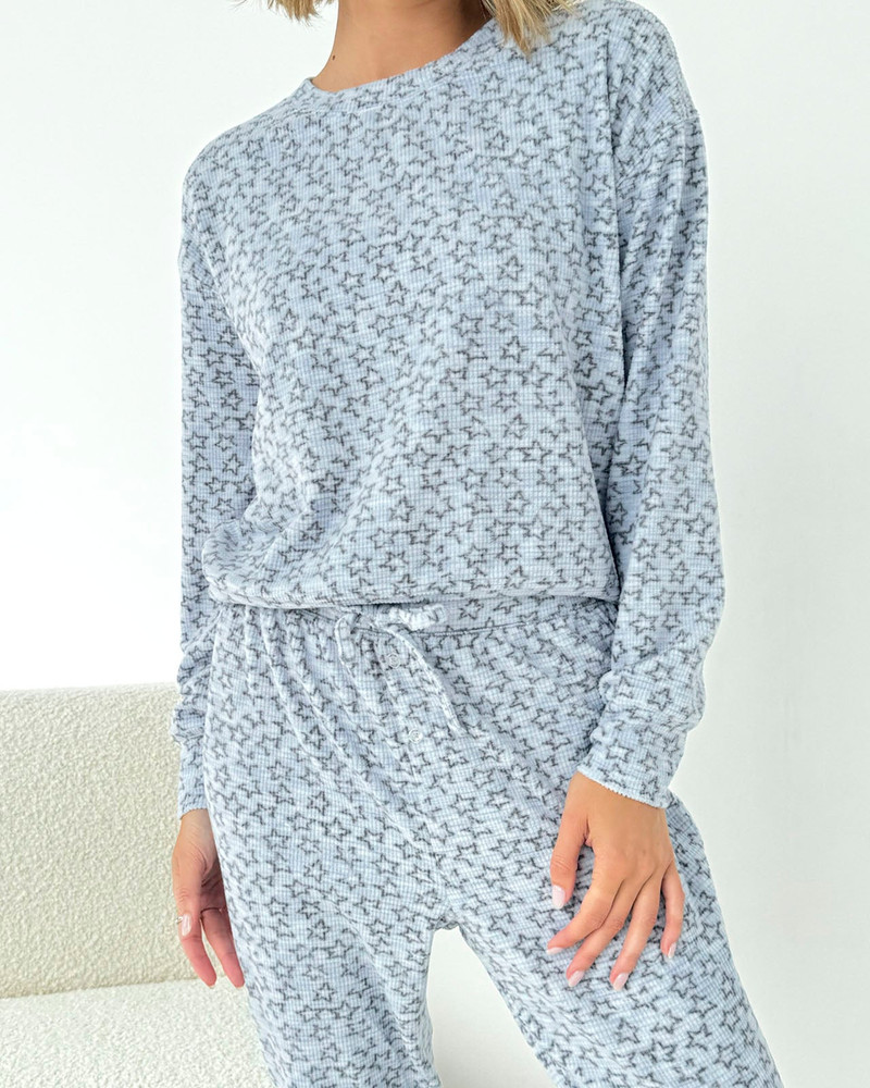 Splendid Outline Stars Marna Waffle PJ Set outlook