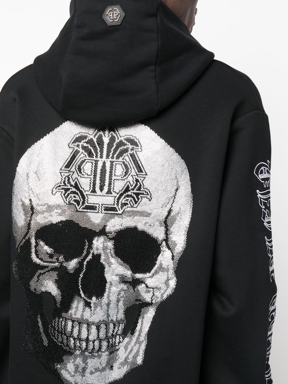 skull-print logo-embroidered hoodie - 5