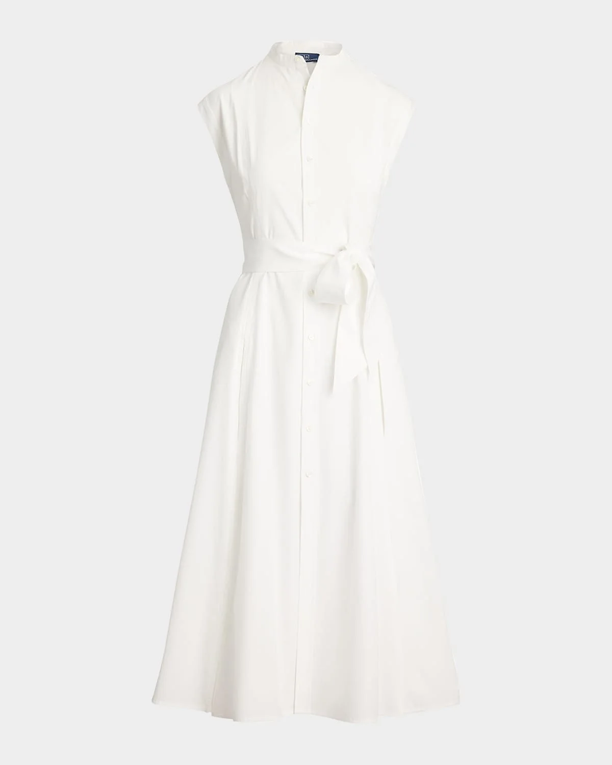 Belted Cotton Sleeveless A-Line Dress - 1