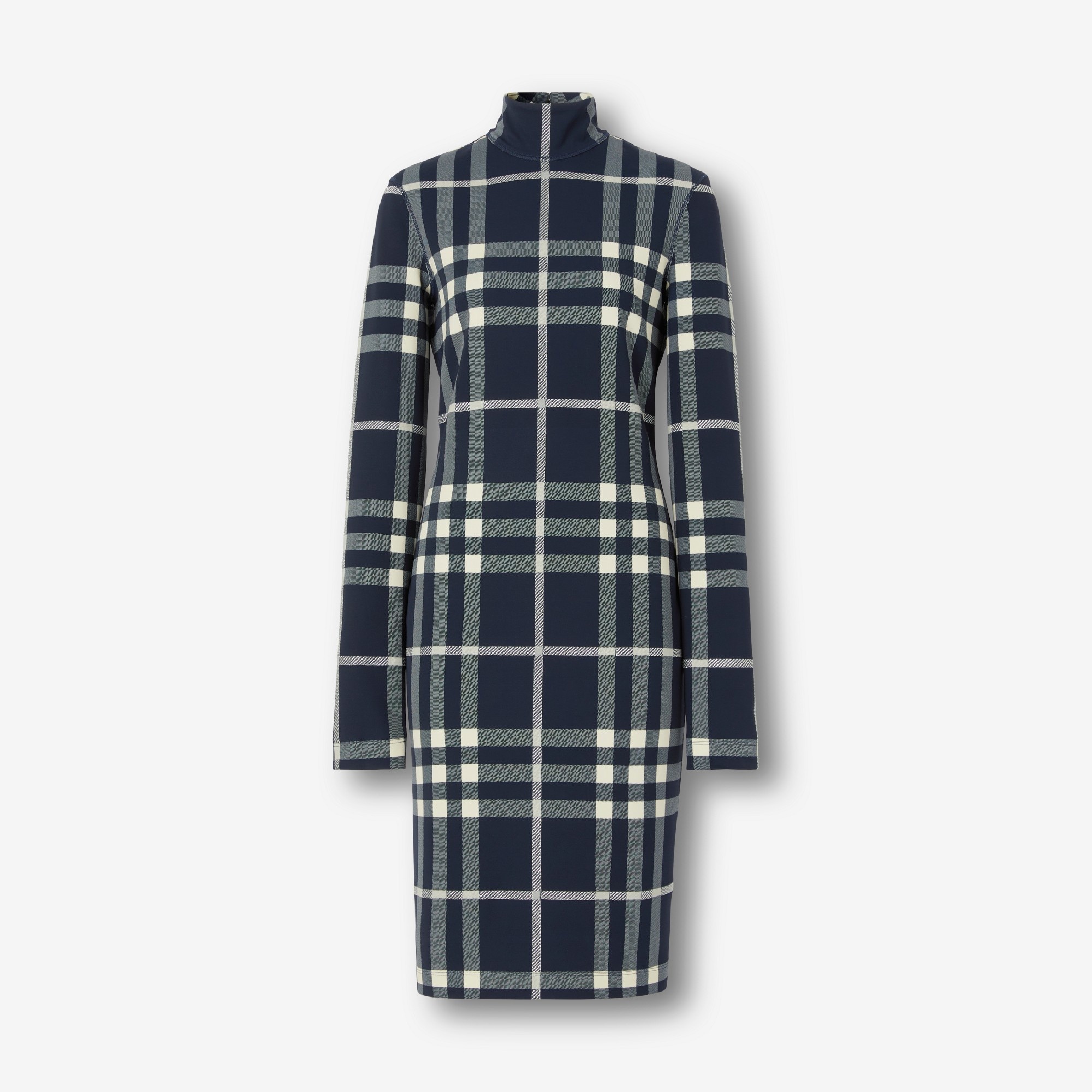 Night Check Stretch Jersey Funnel Neck Dress – Exclusive Capsule Collection - 1