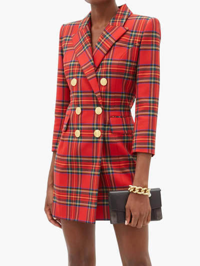 Balmain Double-breasted wool-blend tartan mini dress outlook