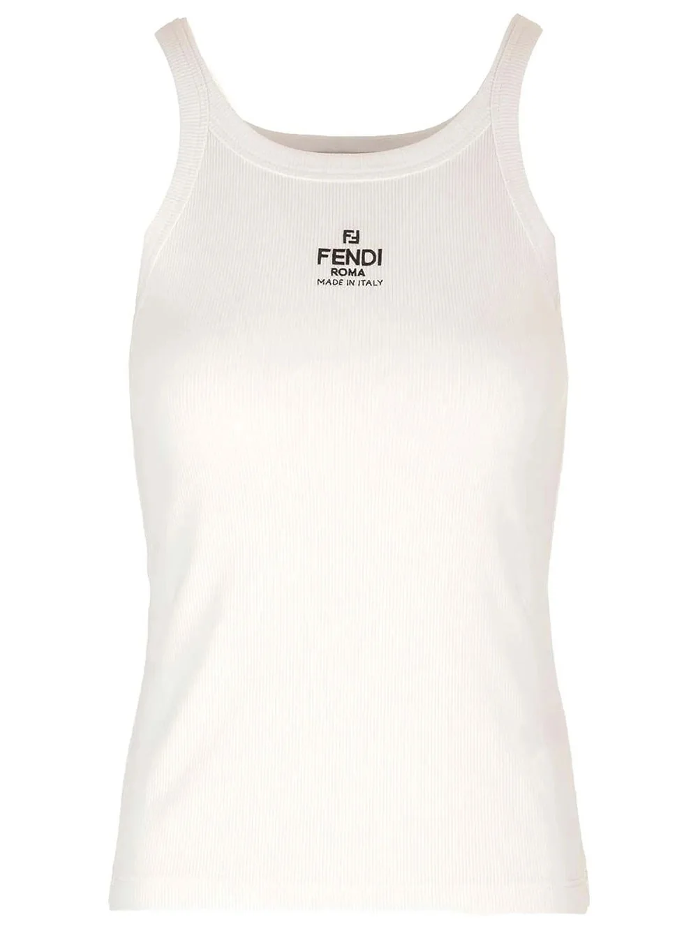 FENDI RIBBED TOP WITH LOGO EMBROIDERY - 1