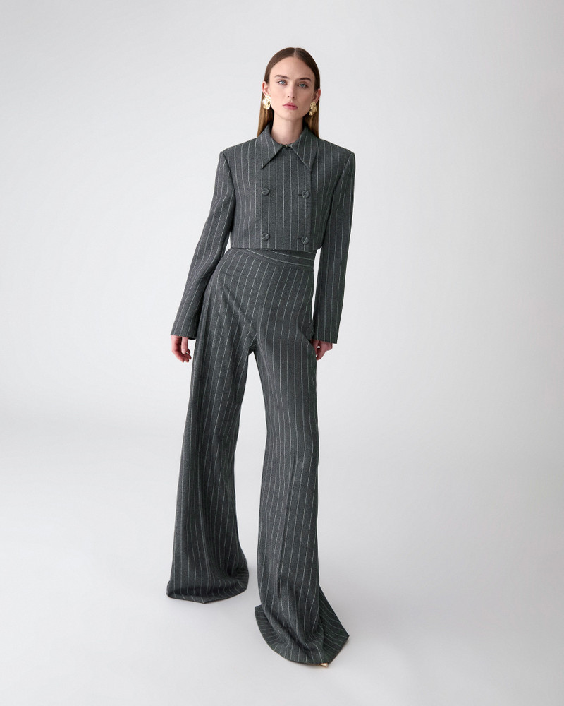 Cropped Double-Breasted Pinstripe Jacket 4