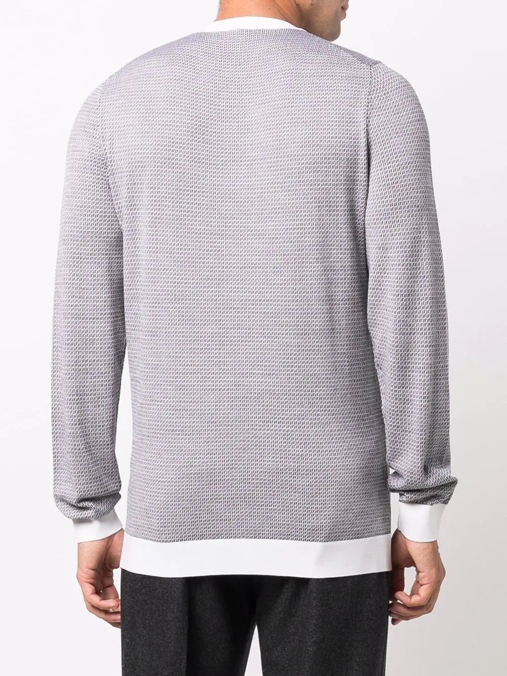 contrast-trim knitted crew-neck jumper - 5