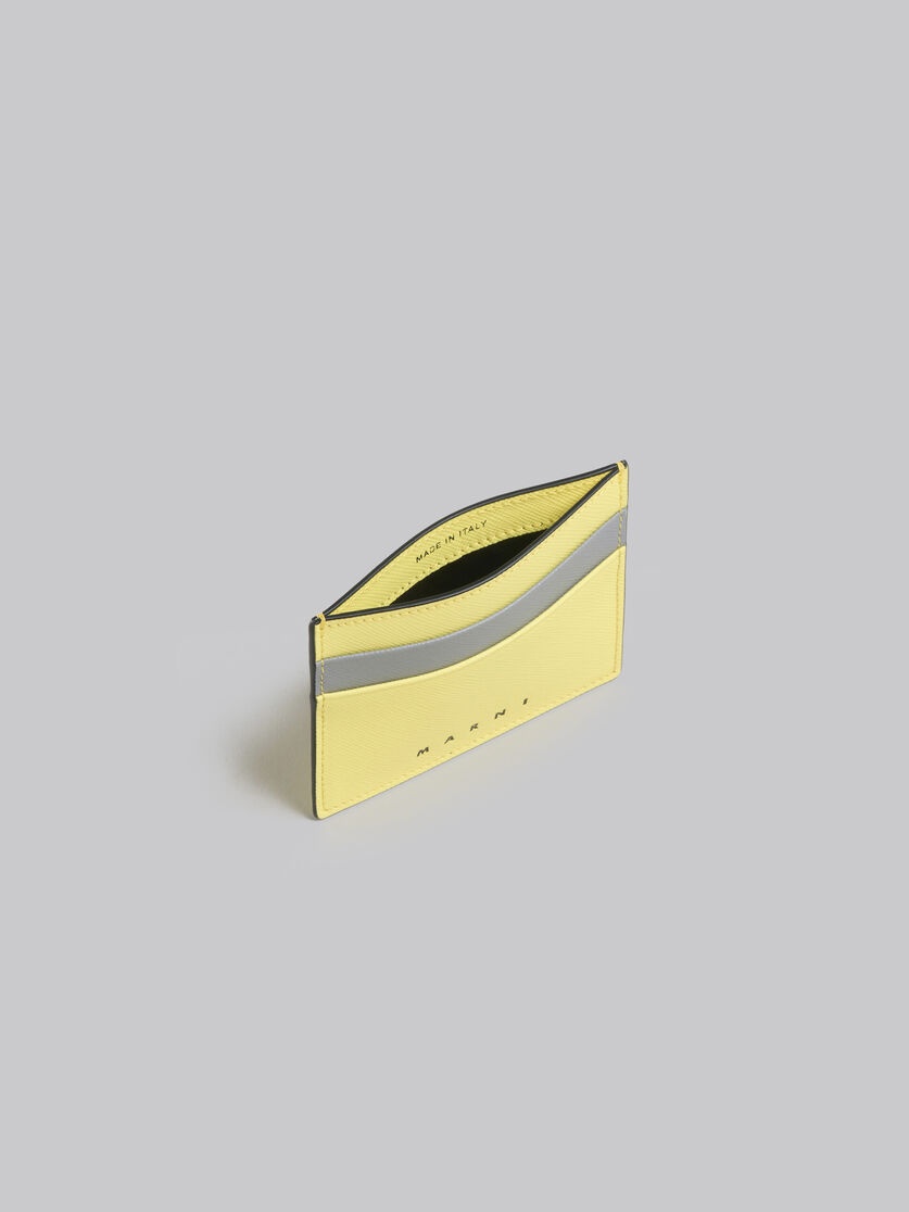 DARK GREY AND CREAM SAFFIANO LEATHER CARD CASE - 2