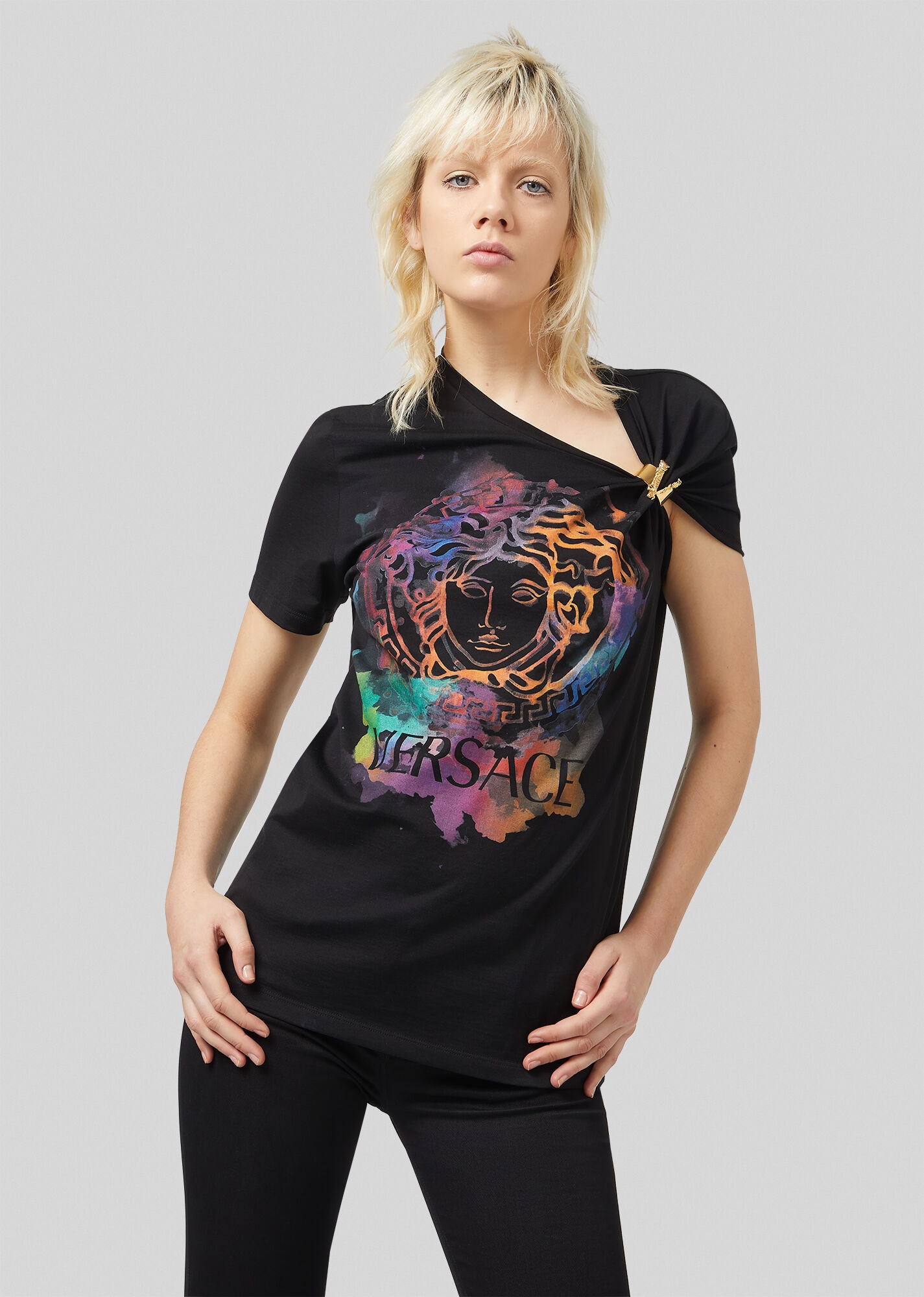 Watercolor Medusa Asymmetric T-Shirt - 2