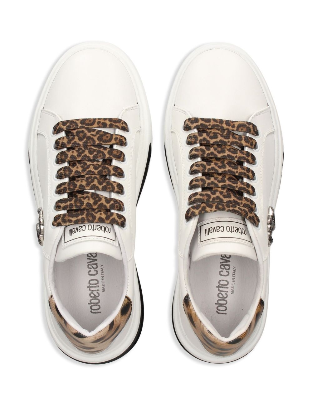 Mirror Snake-plaque leather sneakers - 4