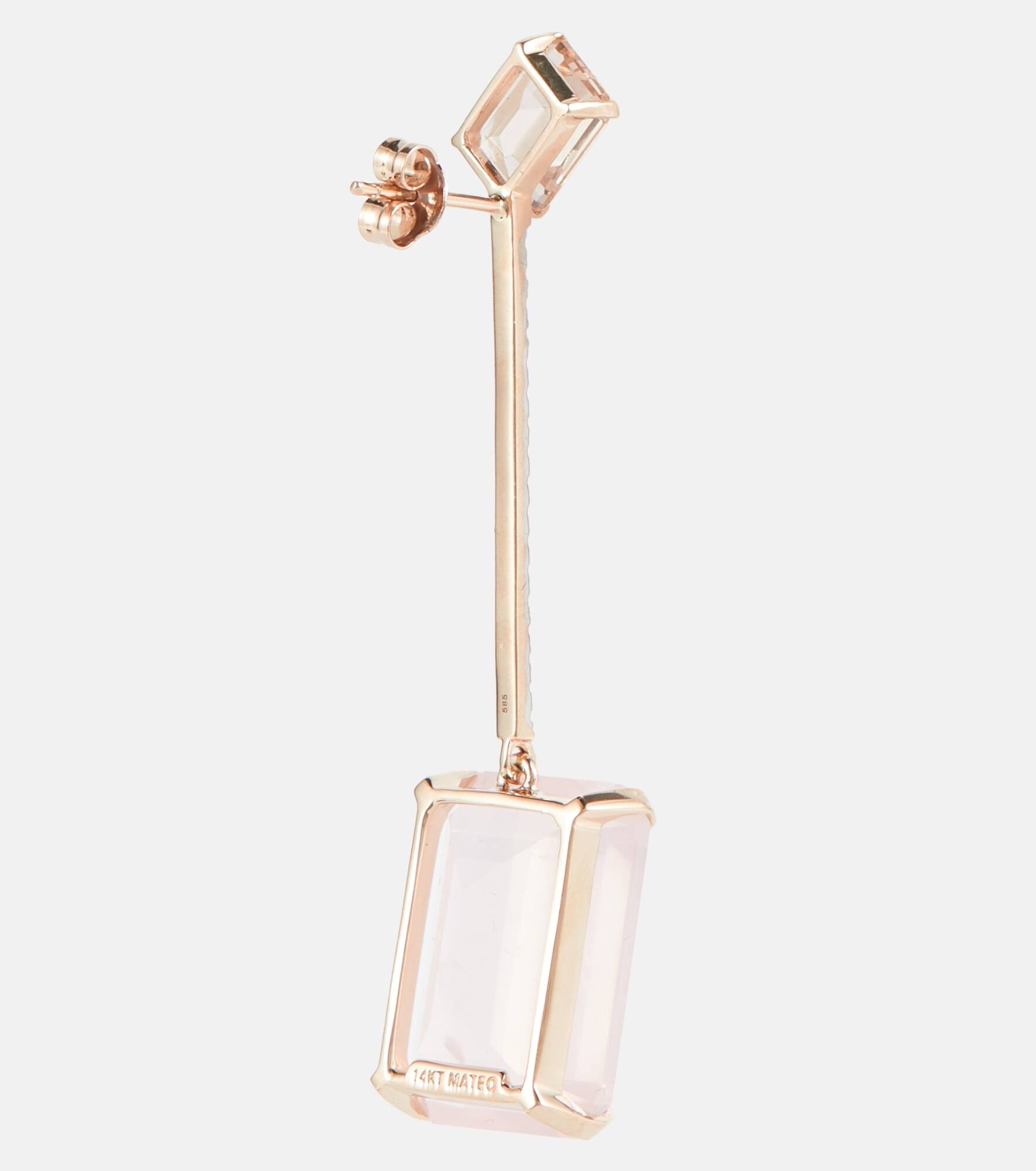 14kt gold earrings with morganite, quartz and diamonds - 5