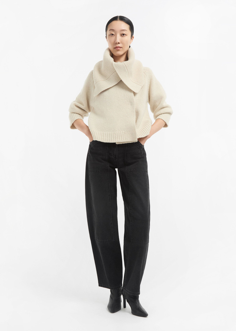 Funnel Neck Knit Cardigan in Wool Cashmere 3