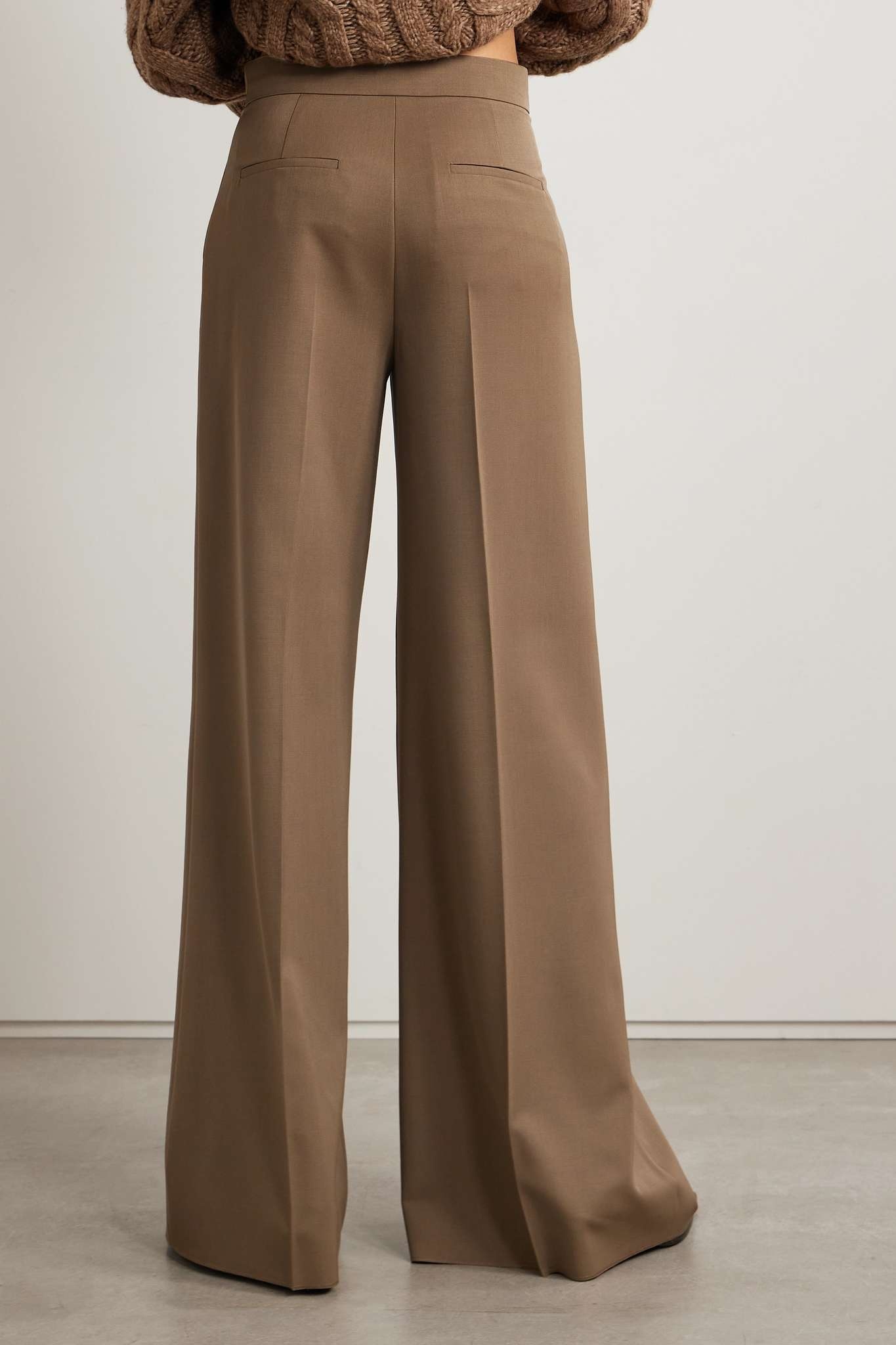 Libbra pleated wool and mohair-blend twill wide-leg pants - 4