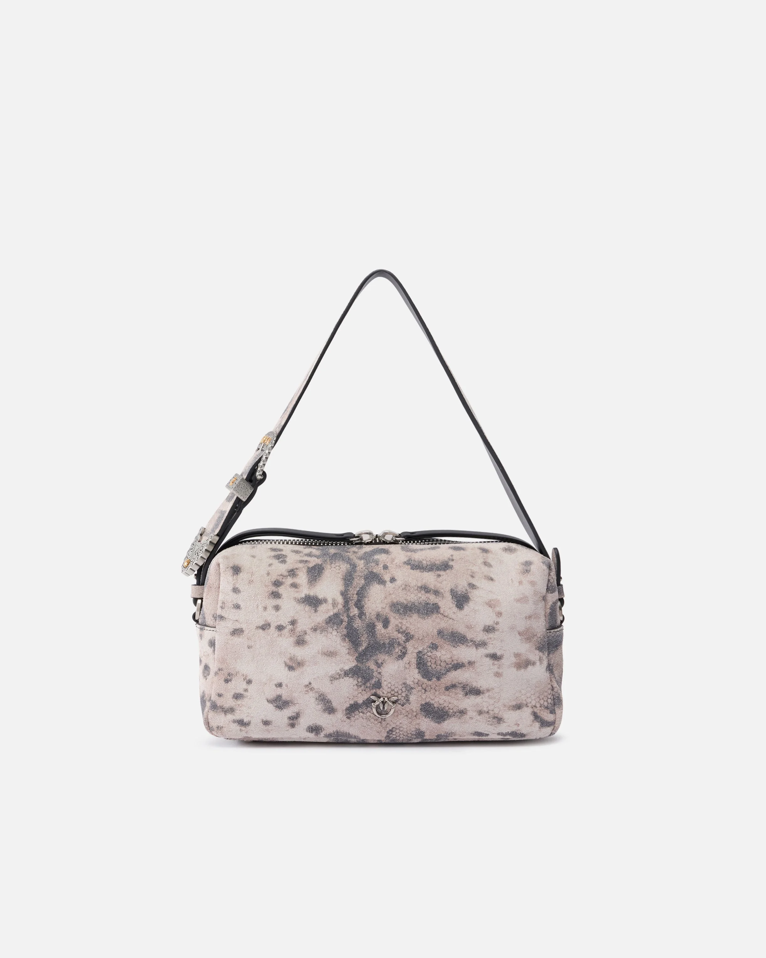 MEDIUM CROSSBODY BOWLER BAG IN SUEDE WITH PYTHON PRINT - 1
