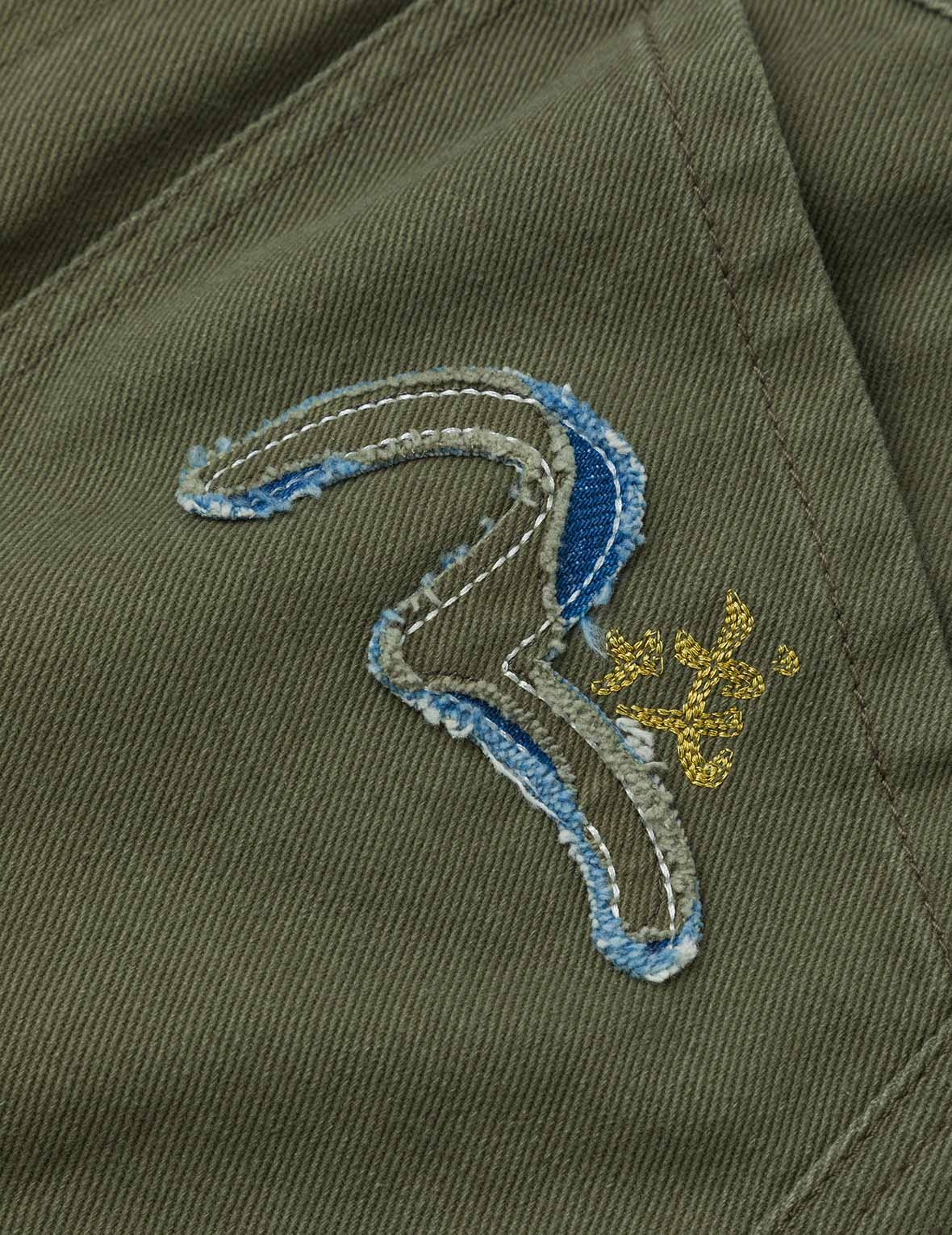 Seagull Appliqué Embroidery Wide-leg Woven Jogger - 5
