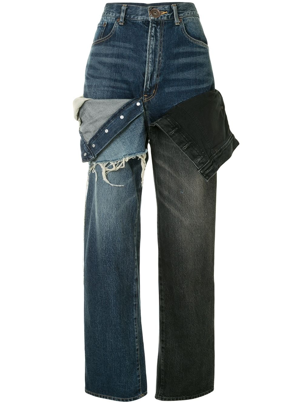 deconstructed high-waisted jeans - 1