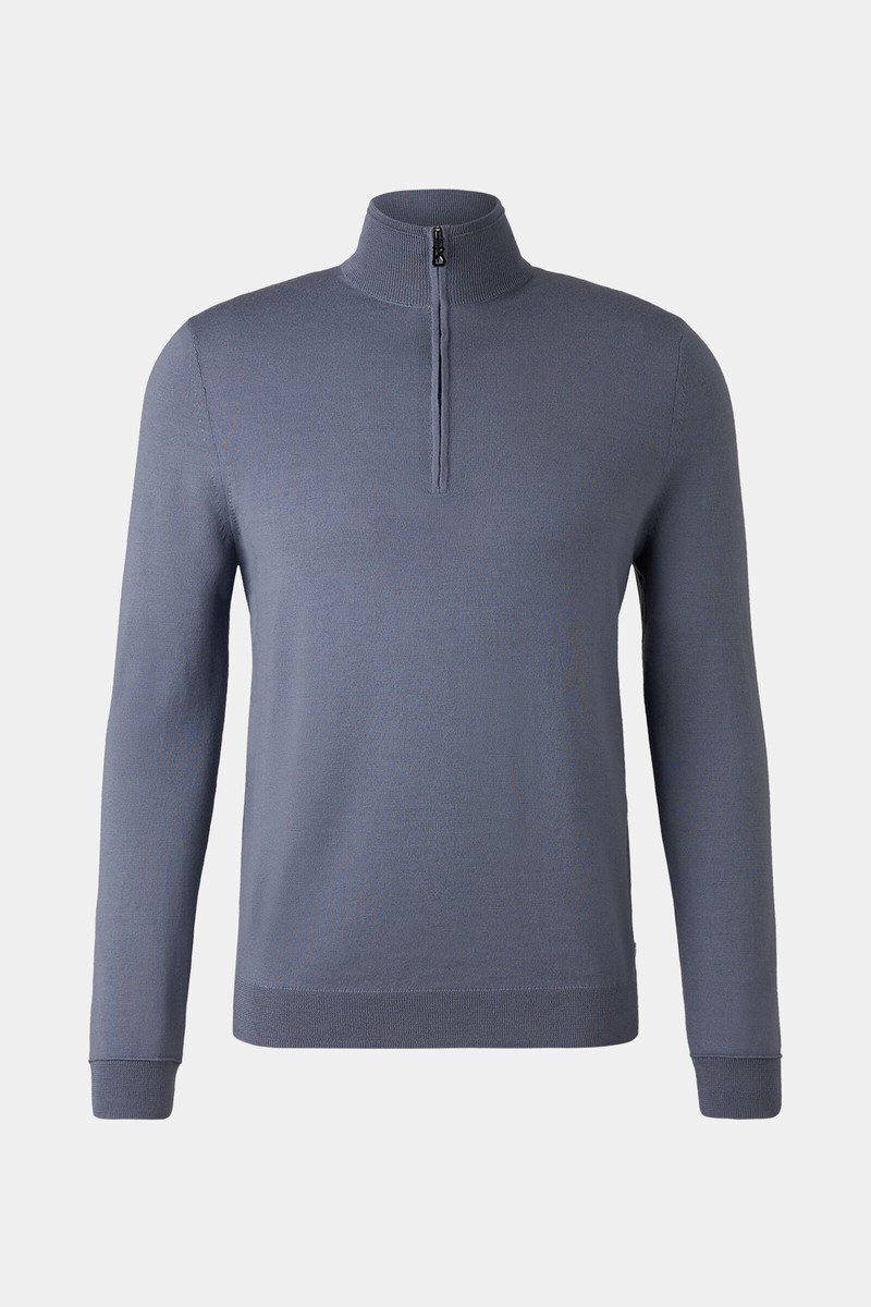 Ouri Fine-knit half-zippered sweater in Blue gray 1