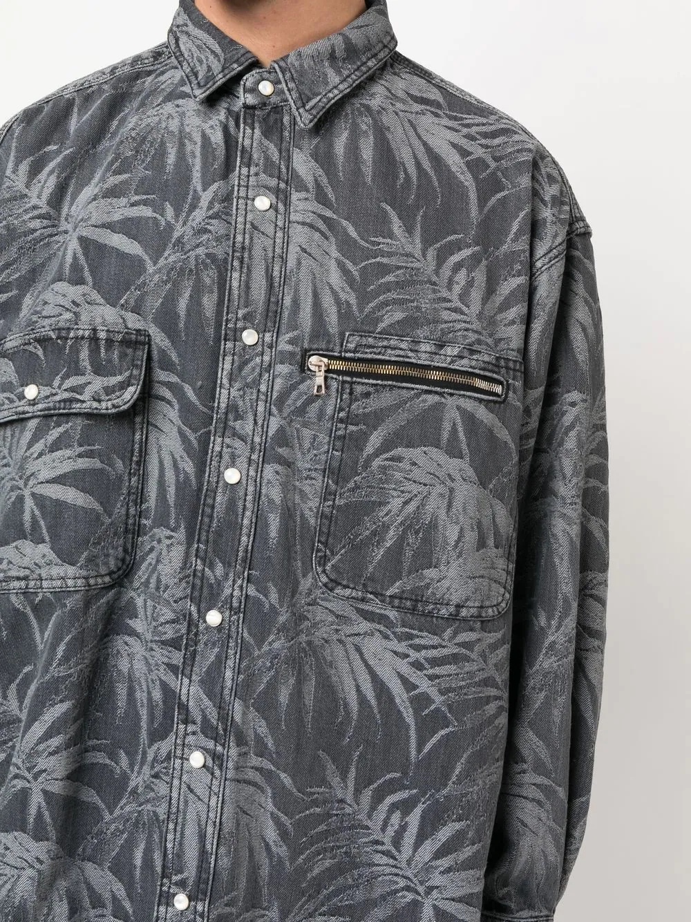 palm-print long-sleeve shirt - 5