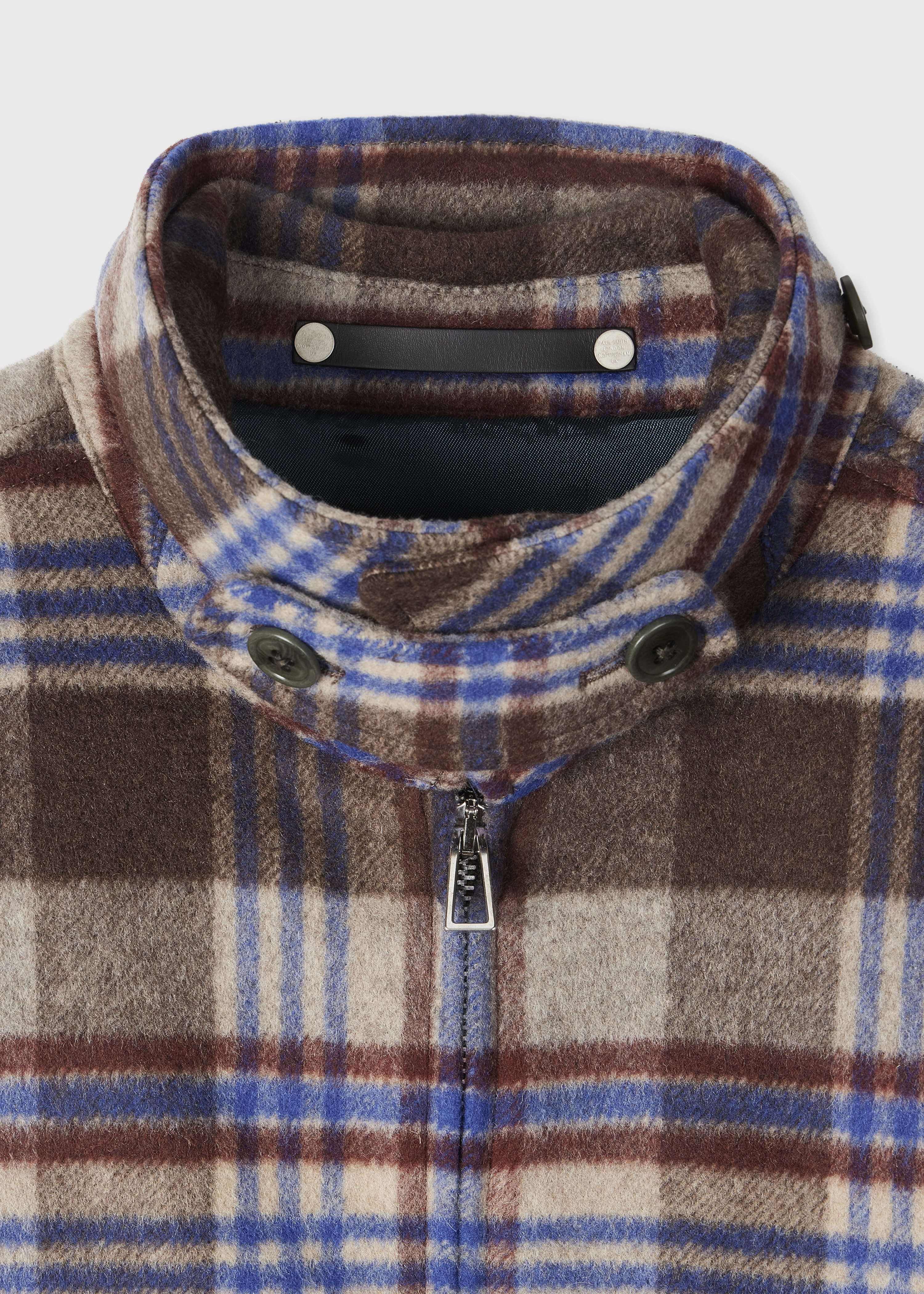 Brown and Blue Brushed Wool-Blend Zip Jacket - 2