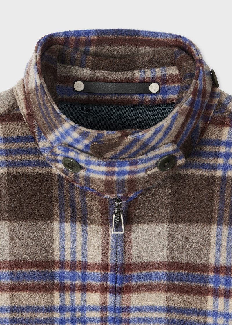 Paul Smith Brown and Blue Brushed Wool-Blend Zip Jacket outlook