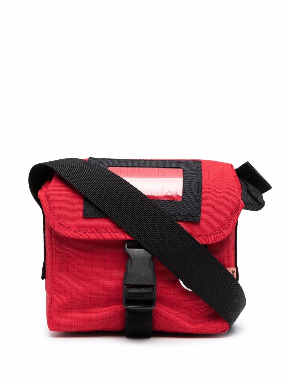 grid-pattern buckled messenger bag - 1