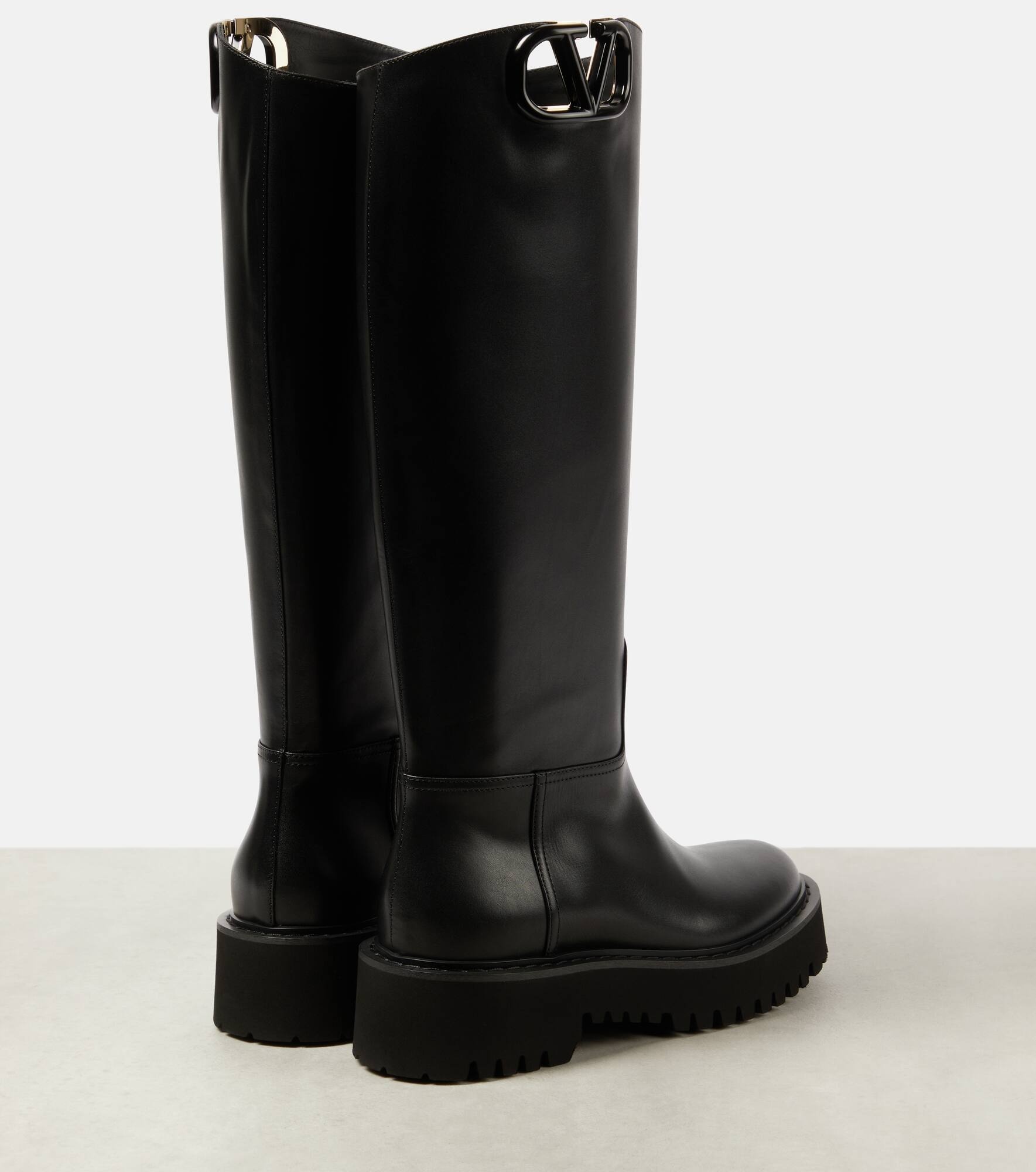 VLogo Signature leather rain boots - 3