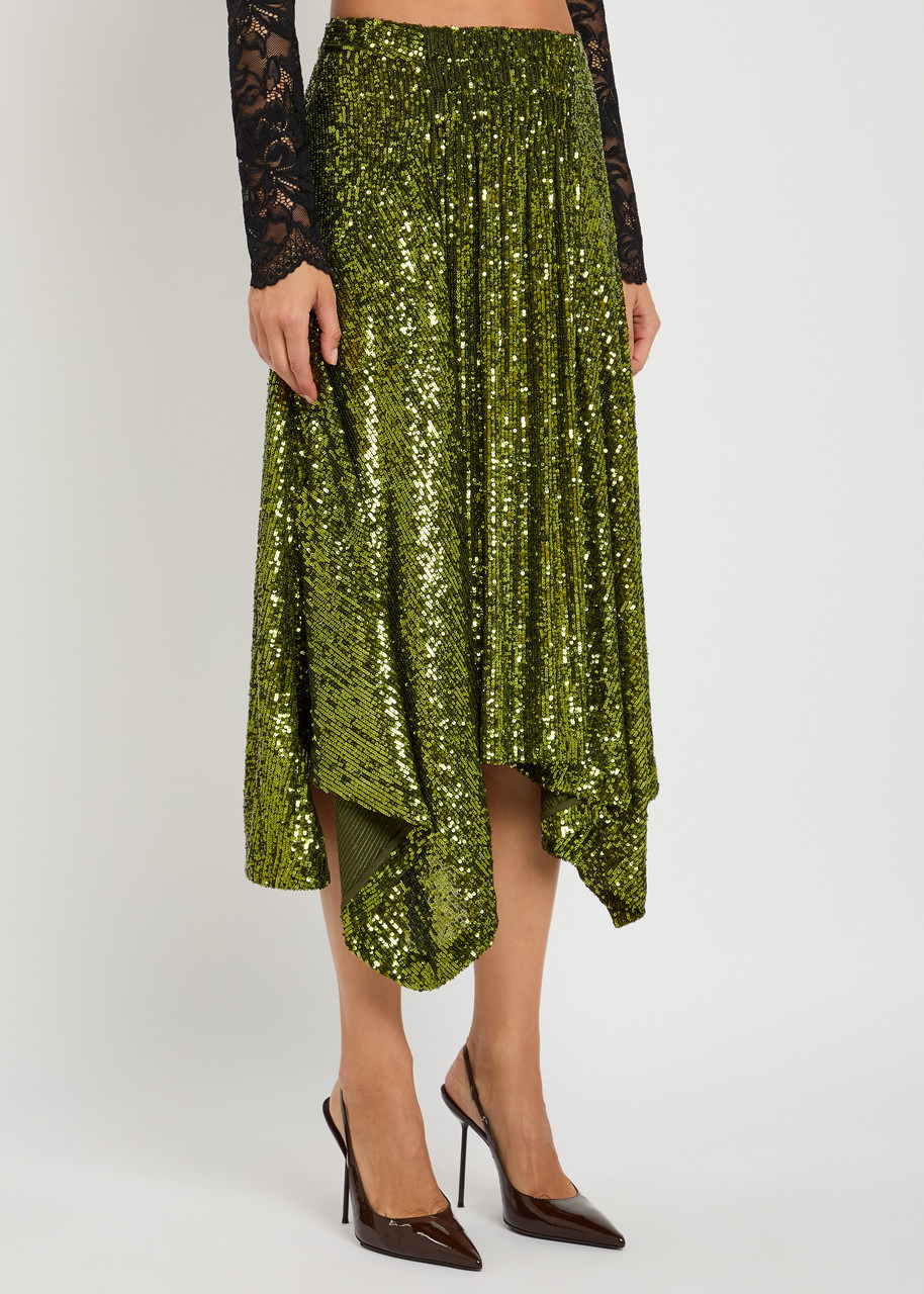 Rabanne Asymmetric Sequined Midi Skirt - 2