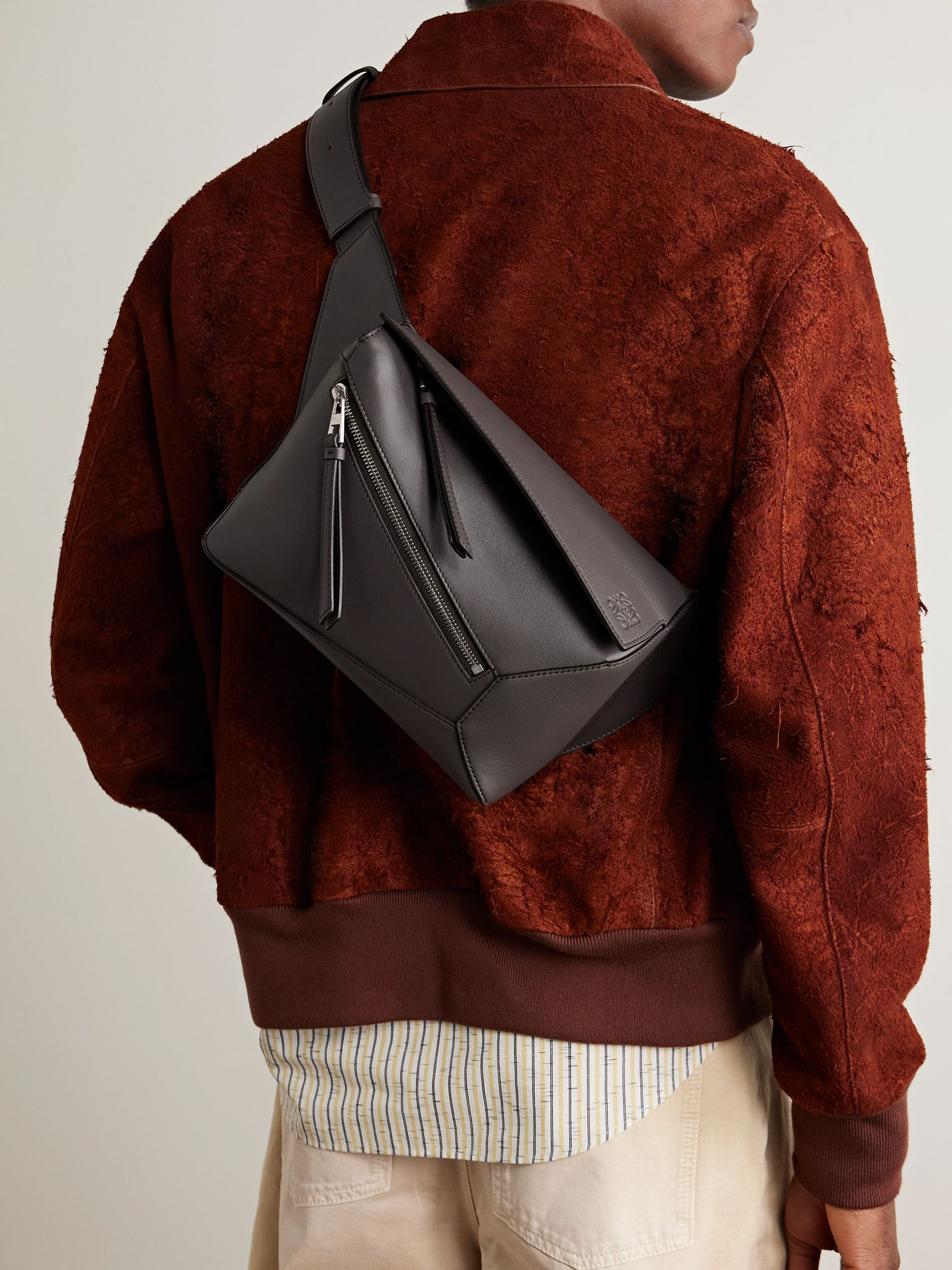 Puzzle Edge Small Leather Belt Bag Gray - 2