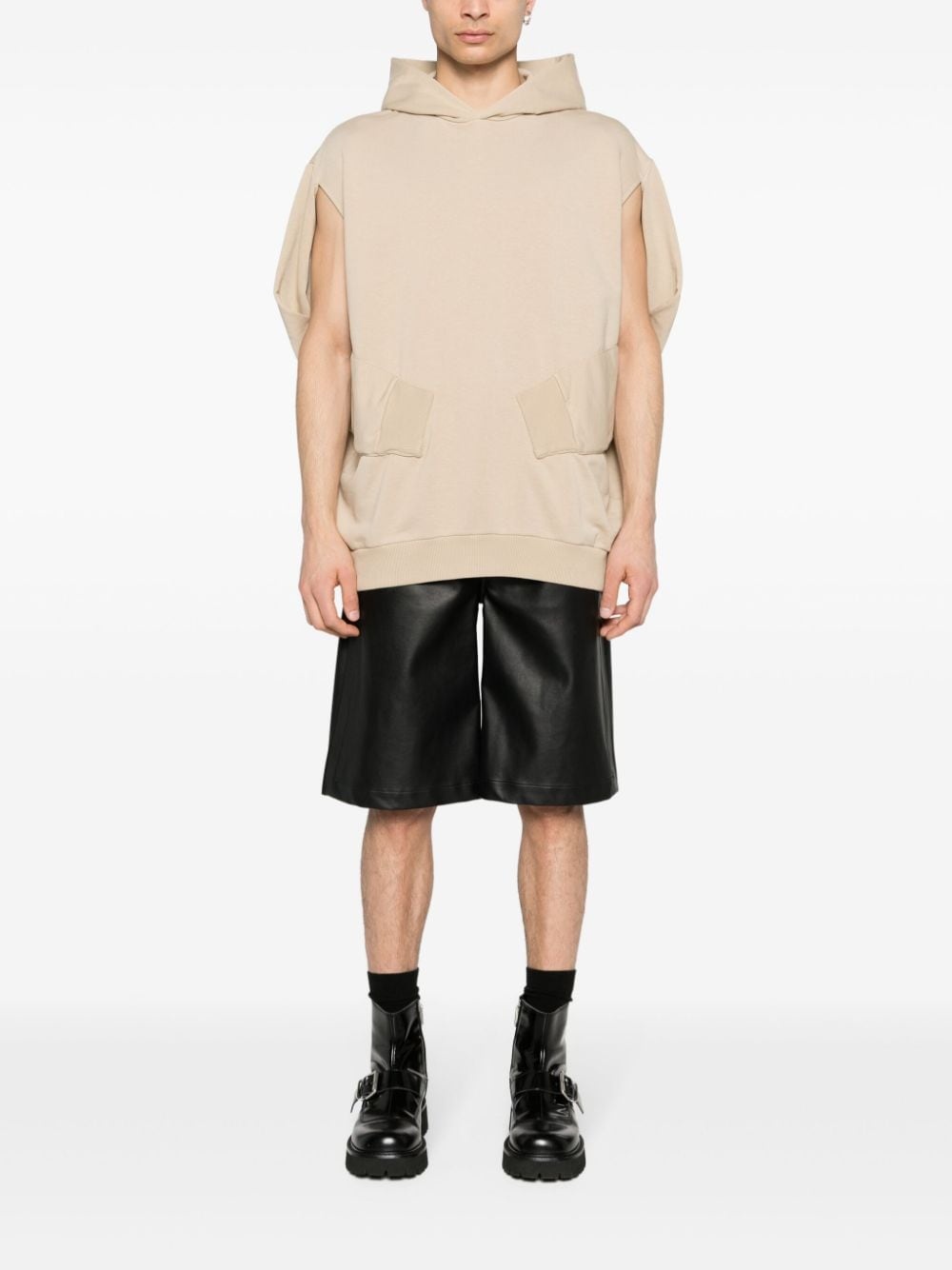 sleeveless cotton-blend hoodie - 3