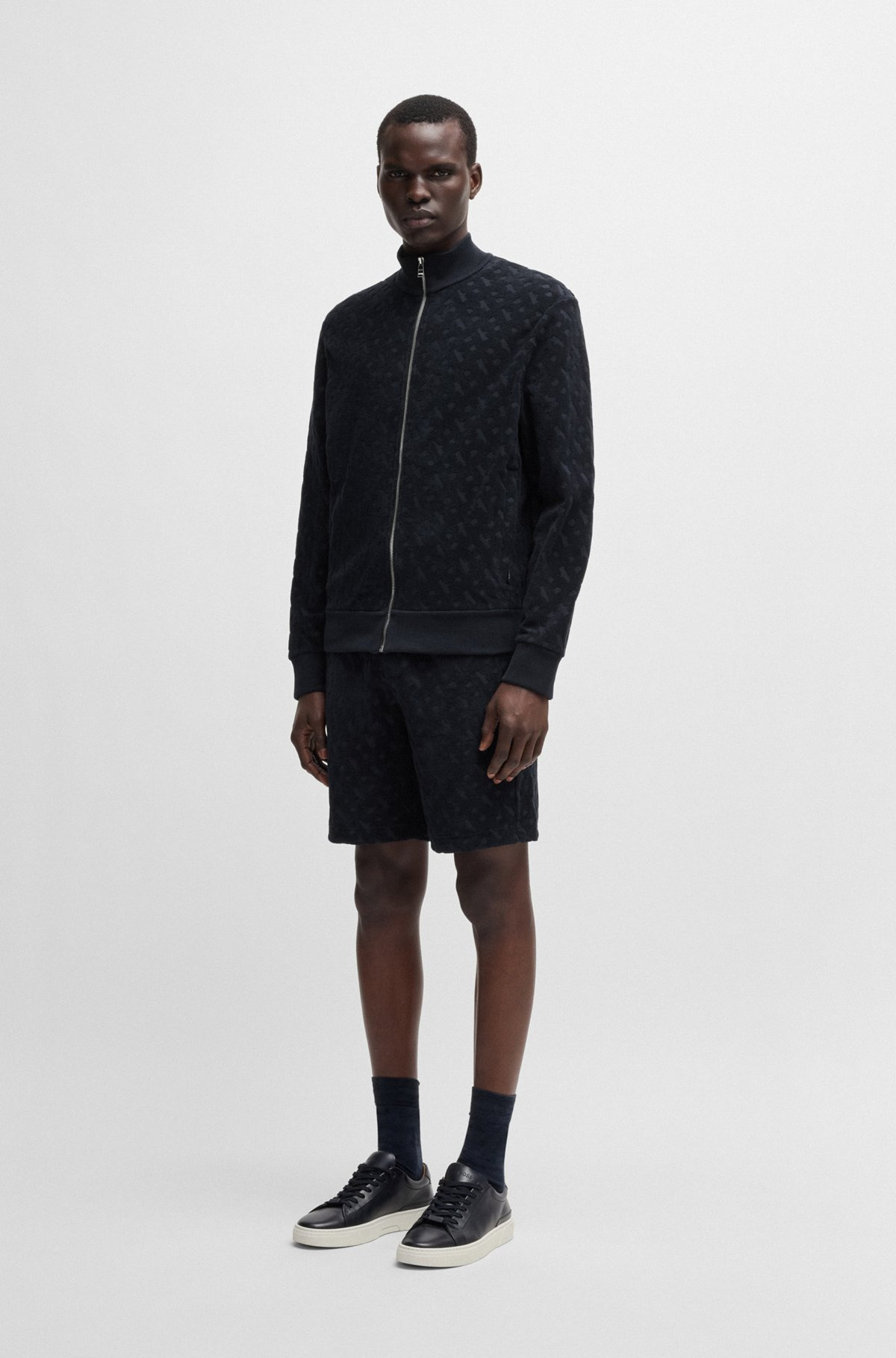 COTTON SHORTS WITH ALL-OVER MONOGRAM JACQUARD - 4