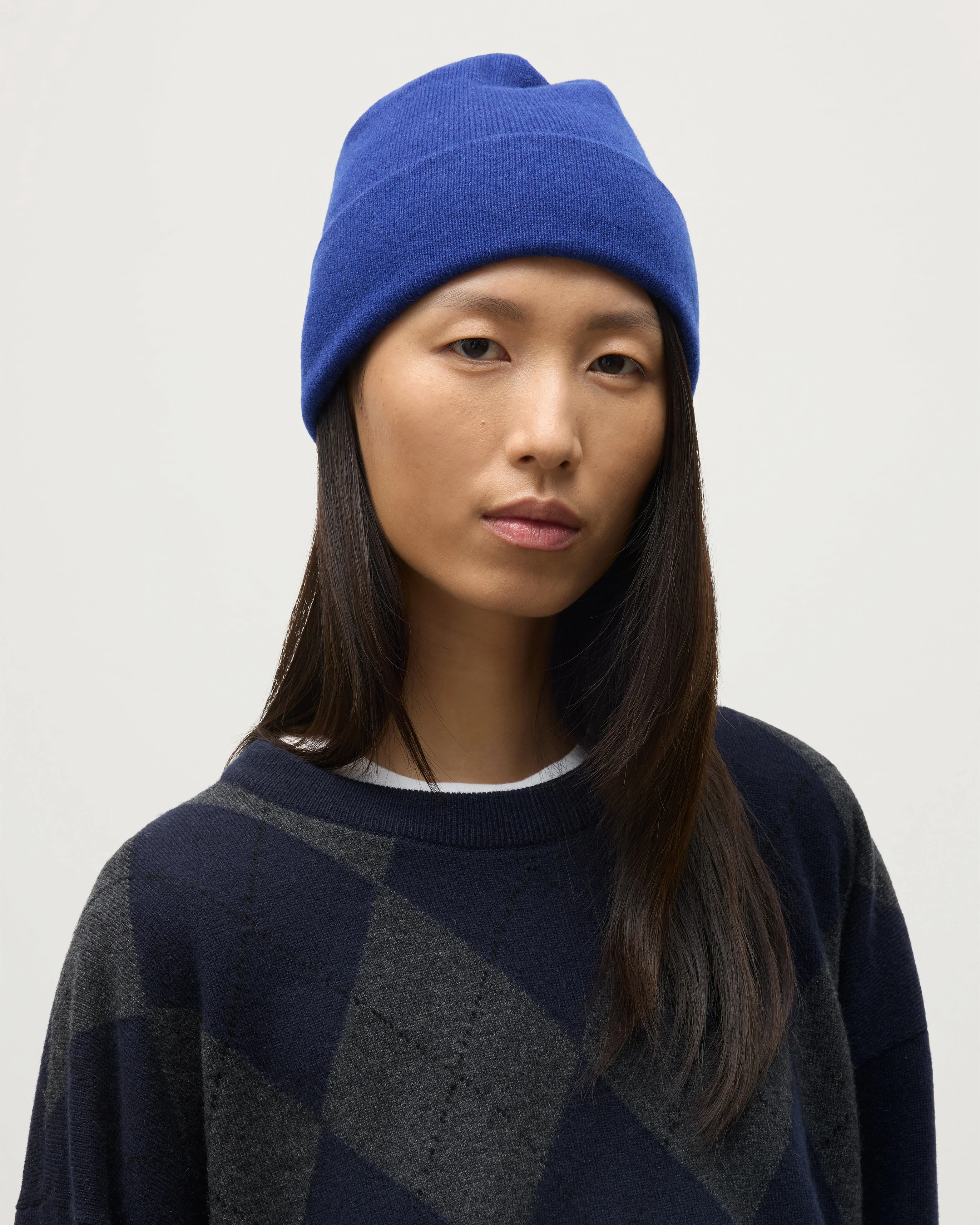 Braemar Blue Cashmere Beanie - 1