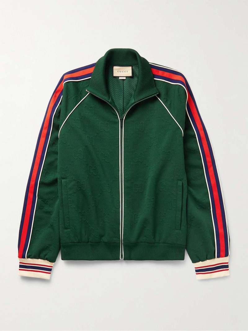 Striped Logo-Jacquard Tech-Jersey Track Jacket - 1