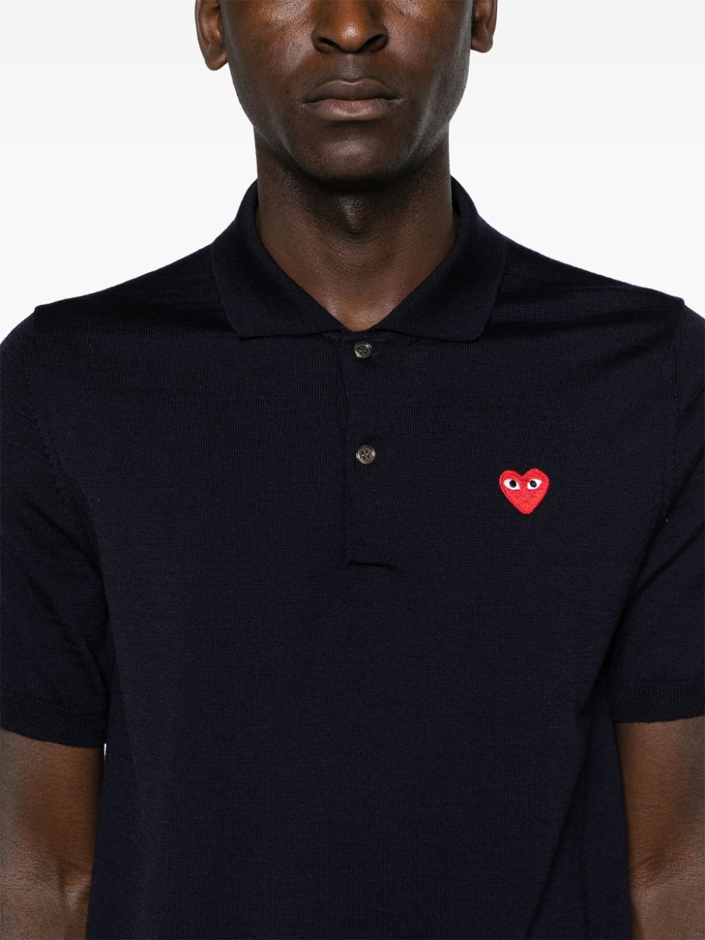 heart-patch wool polo shirt - 6