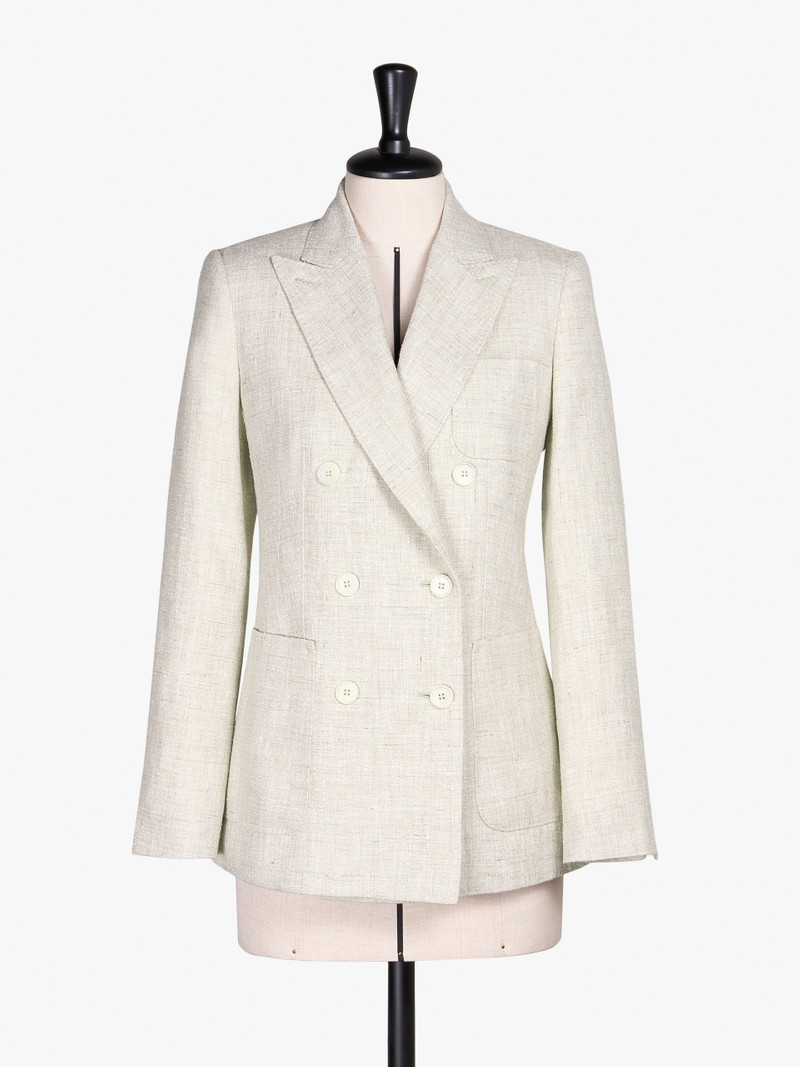 TARGA Double-breasted blazer in wool, linen and silk frisé - 1