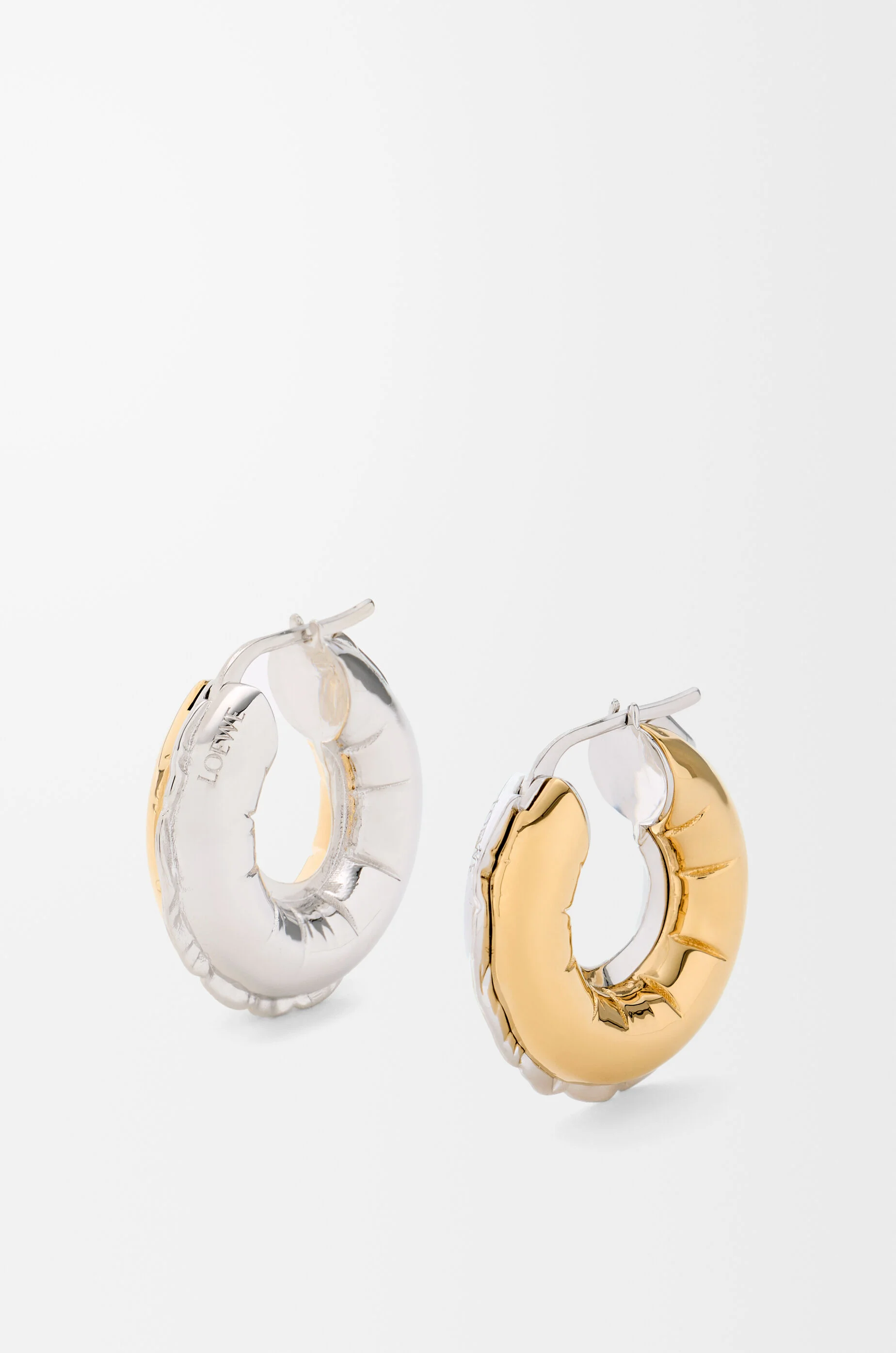 Blown inflated hoop earrings in brass - 1