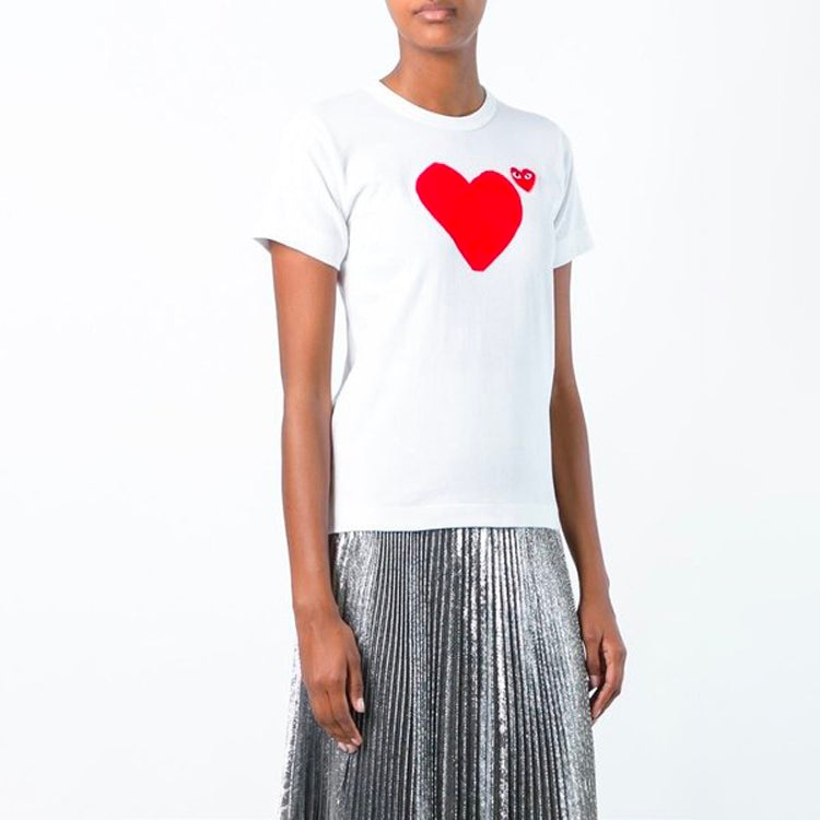 (WMNS) COMME des GARCONS PLAY Double Sided Short Sleeves Tee 'White' AZ-T221-051-1 - 5