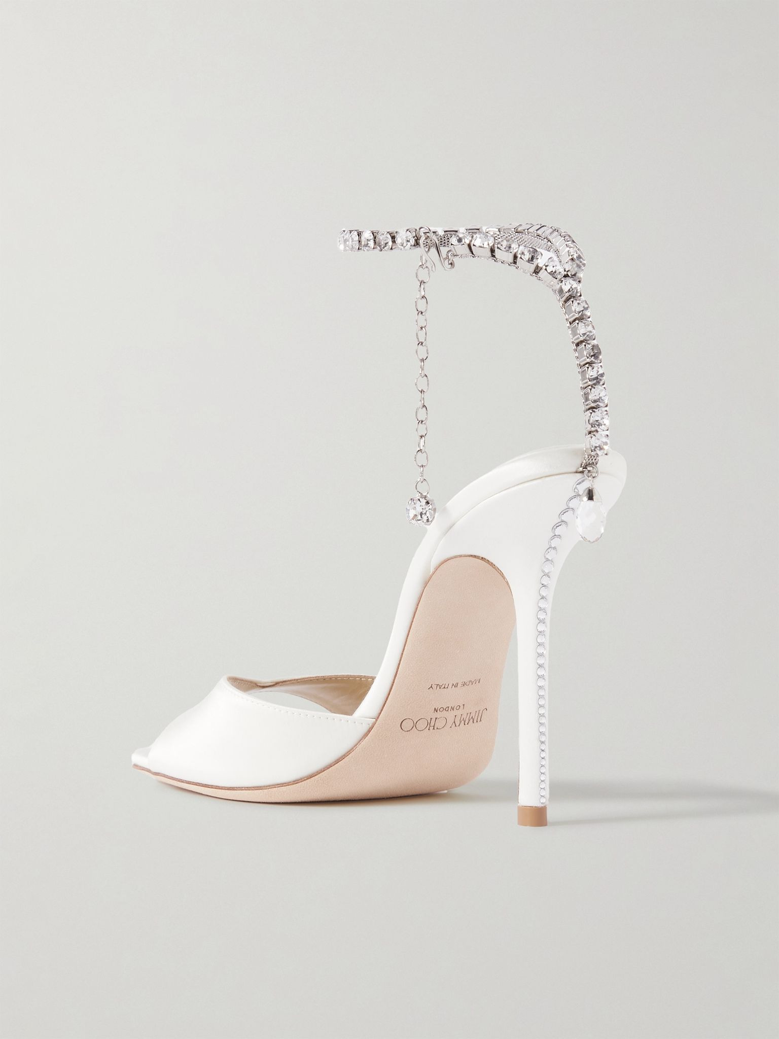 Saeda 100 crystal-embellished satin sandals White - 3