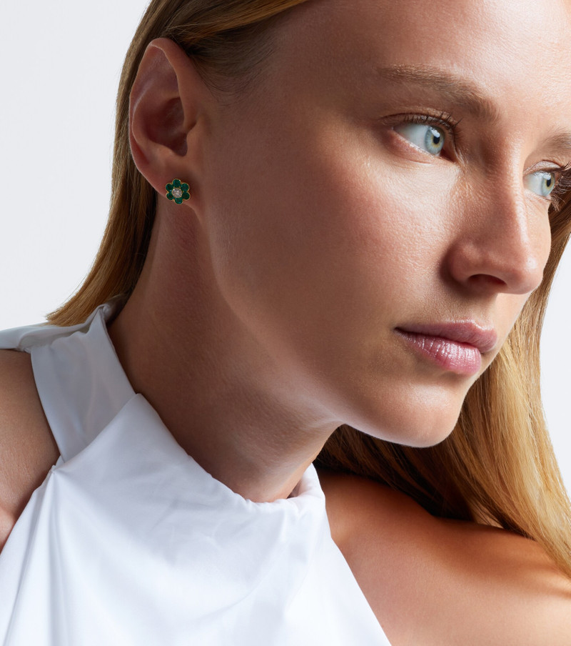 Flora 18kt gold earrings with emeralds and diamond 3