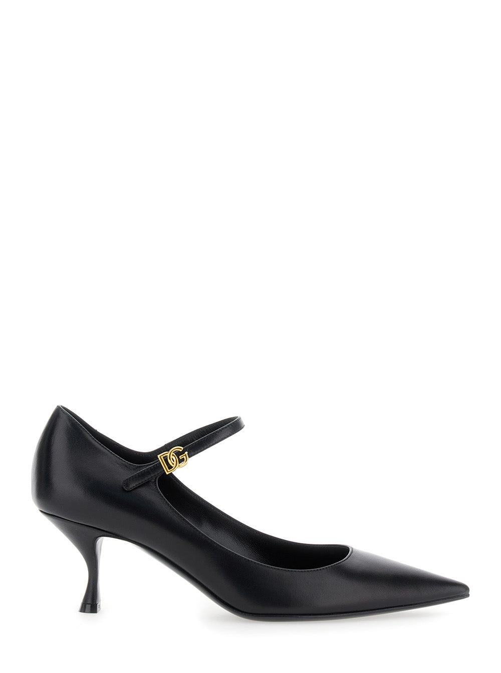 Dolce & Gabbana Women Black Slingback Pumps With Medium Stiletto Heel And Lateral Logo Plaque In Pat - 1