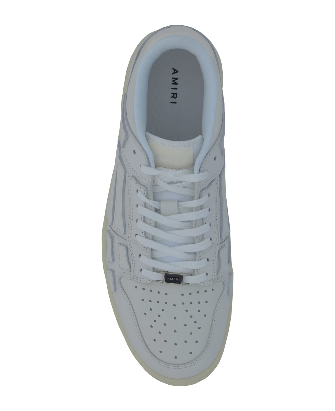 White Leather Skel Sneakers - 4