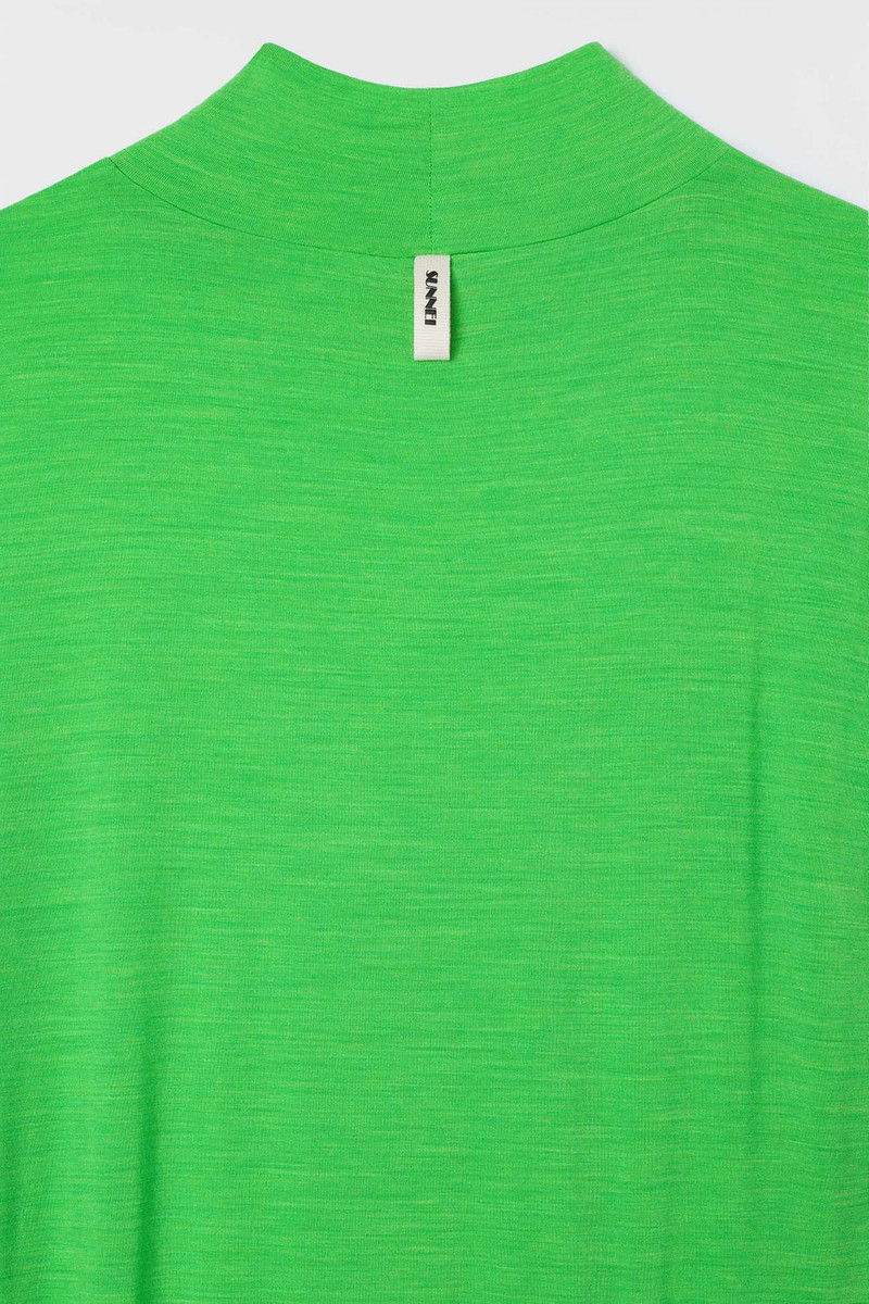 HIGHNECK LONGSLEEVE SHEER DRESS / bright green 4