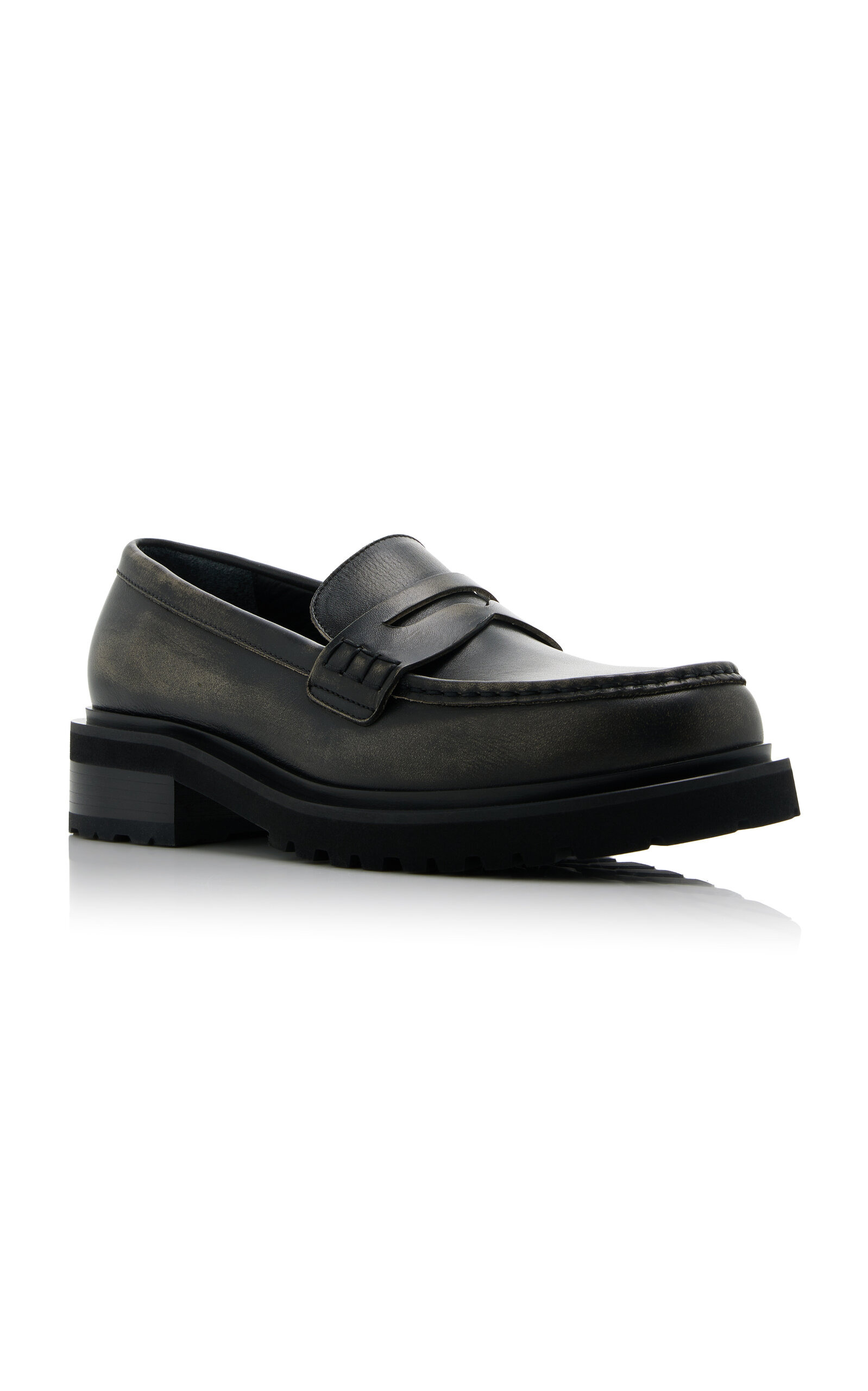 Distressed Leather Loafers black - 4