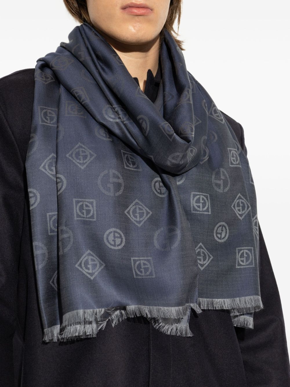 logo-pattern jacquard scarf - 4