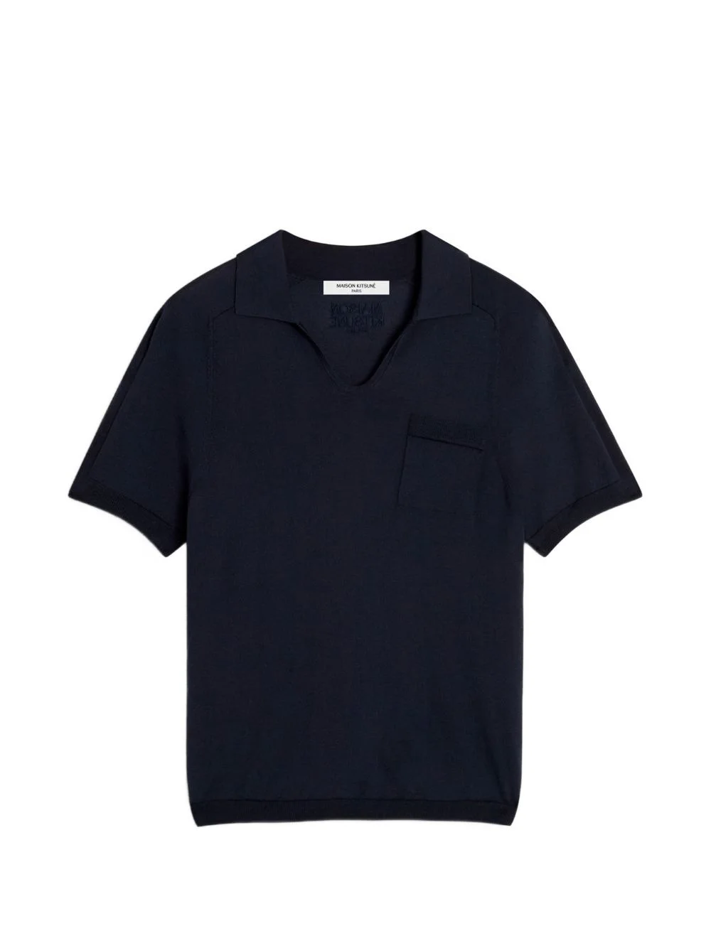 knitted V-neck shirt - 1