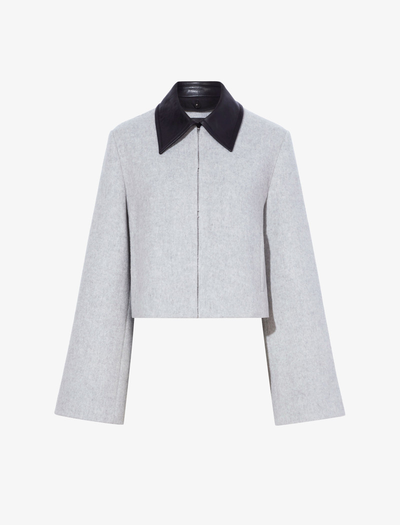 Bridget Cropped Jacket With Leather Collar in Wool 1